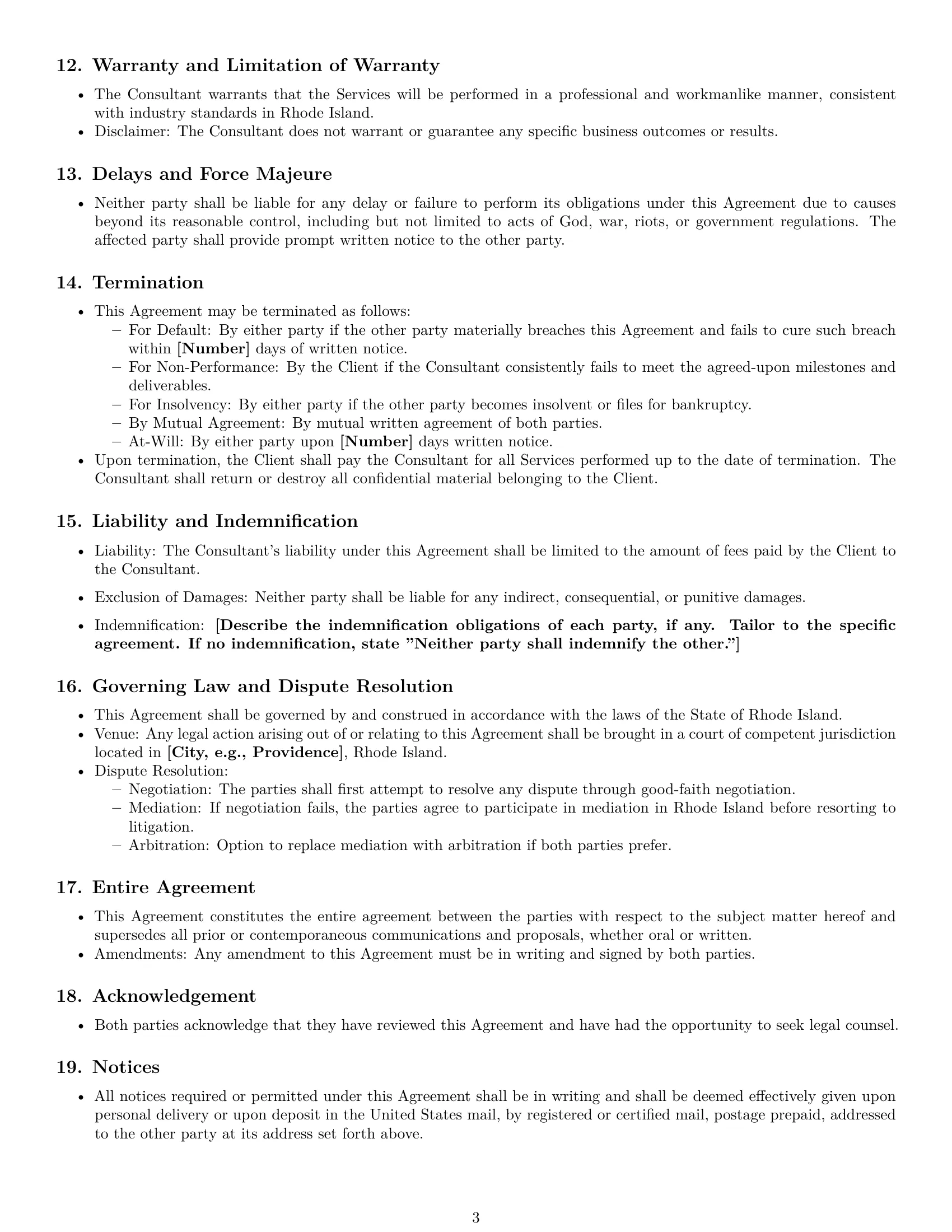 Preview page 3 of Free Rhode Island consulting service contract template