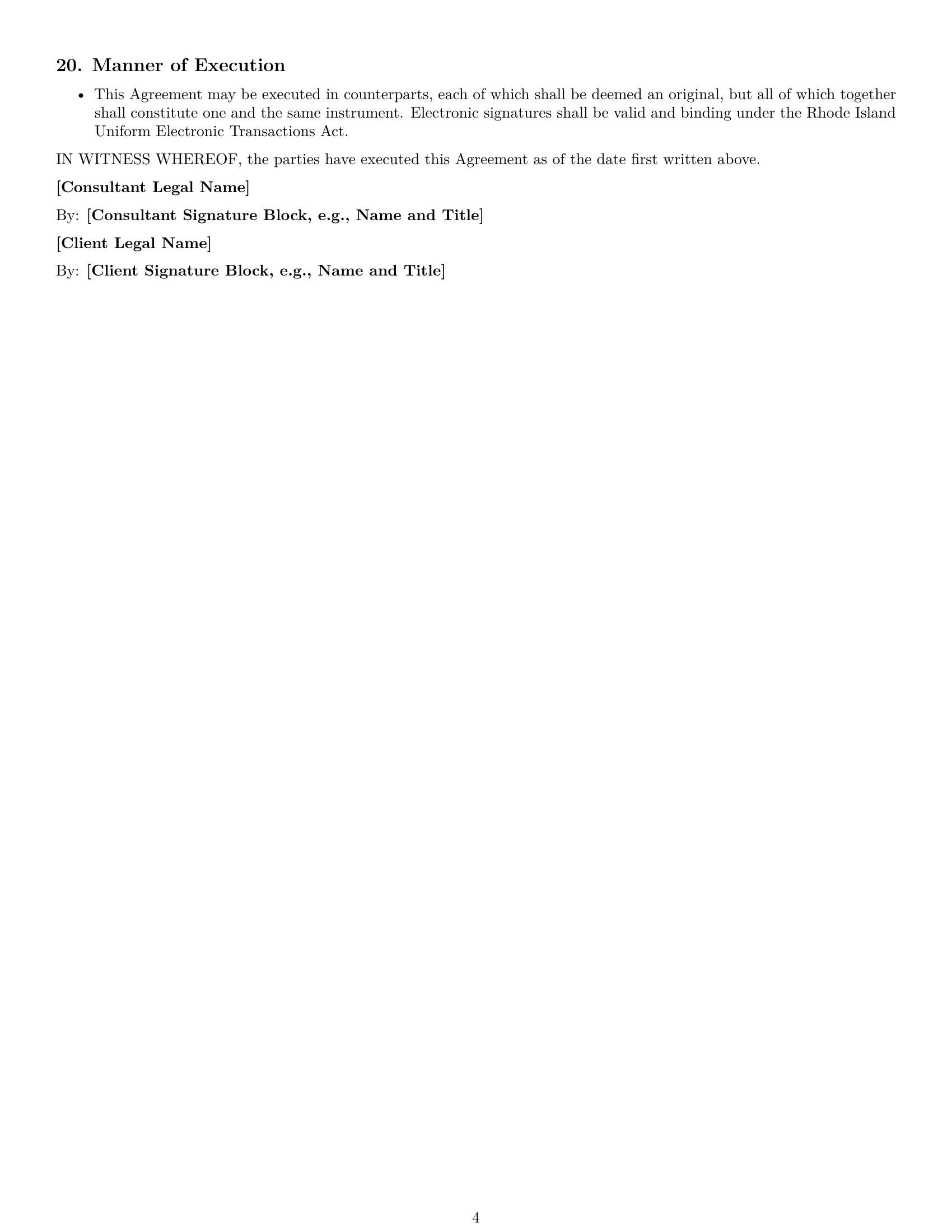 Preview page 4 of Free Rhode Island consulting service contract template