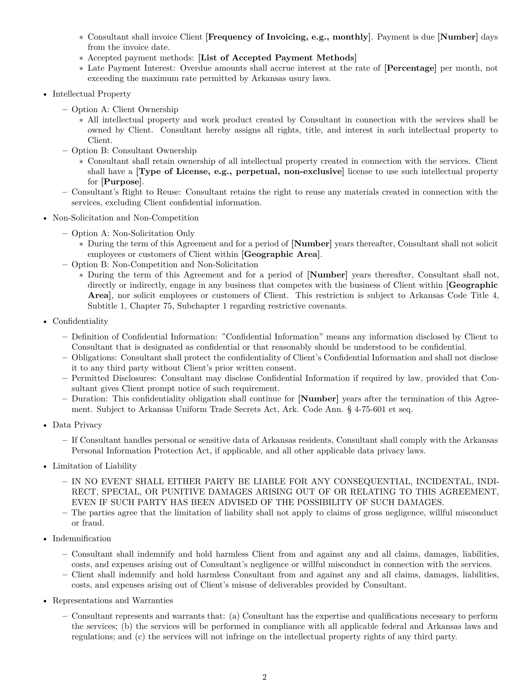 Preview page 2 of Free Arkansas consulting service contract template