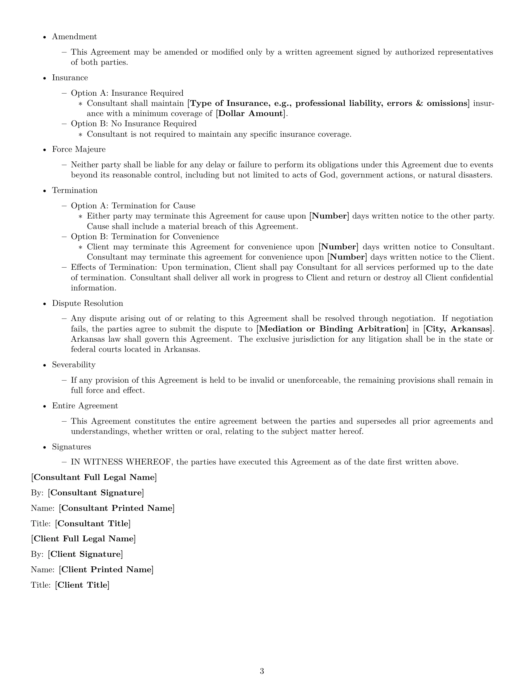Preview page 3 of Free Arkansas consulting service contract template