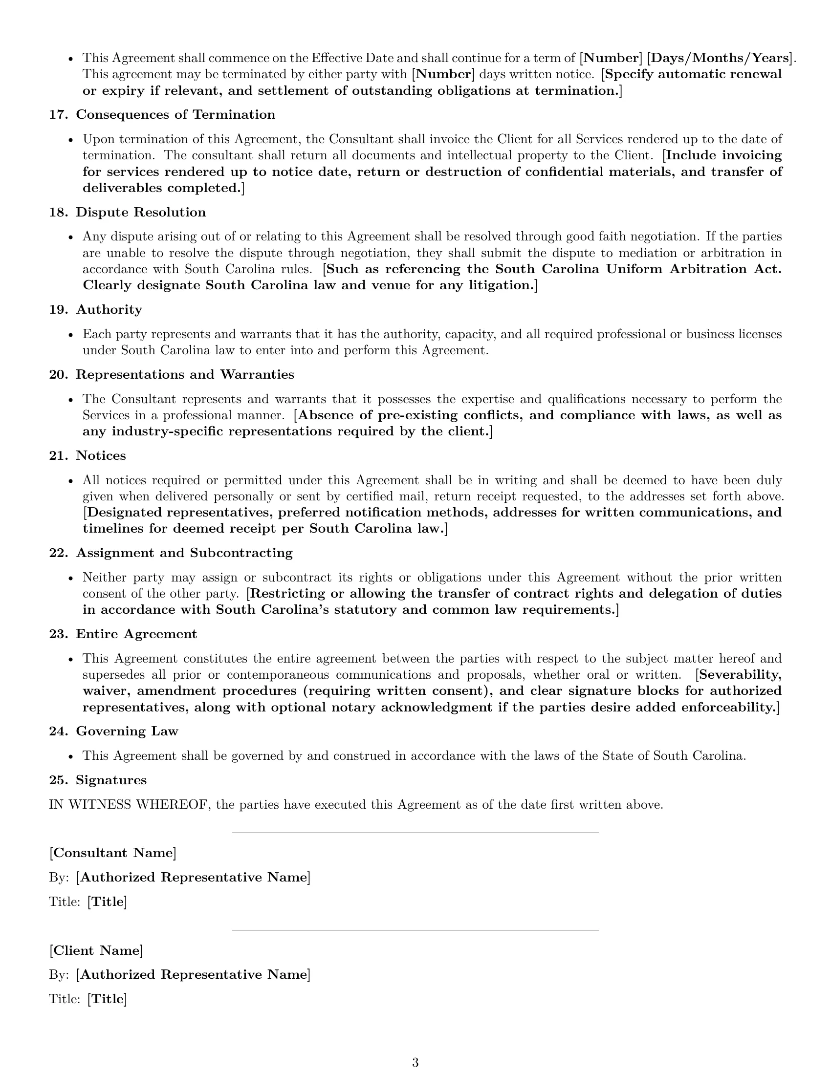 Preview page 3 of Free South Carolina consulting service contract template