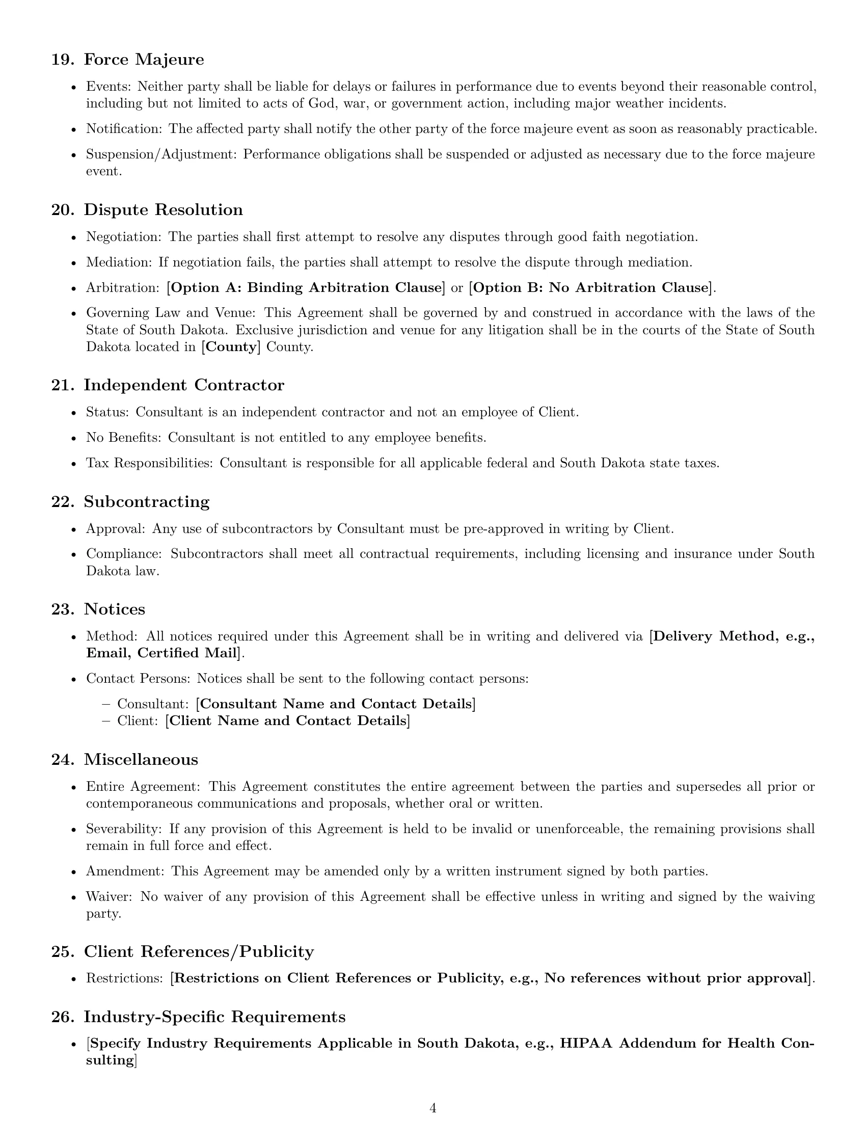 Preview page 4 of Free South Dakota consulting service contract template