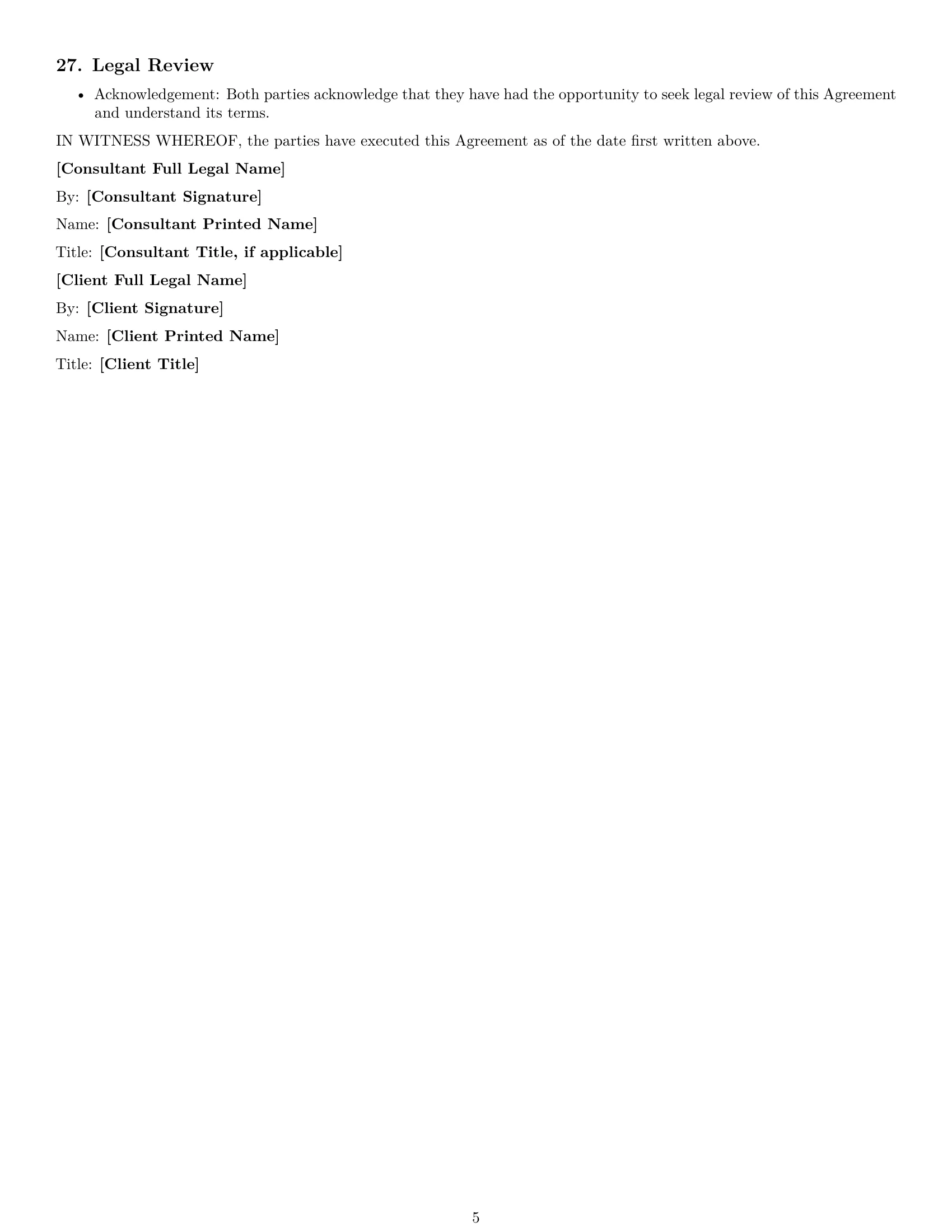Preview page 5 of Free South Dakota consulting service contract template