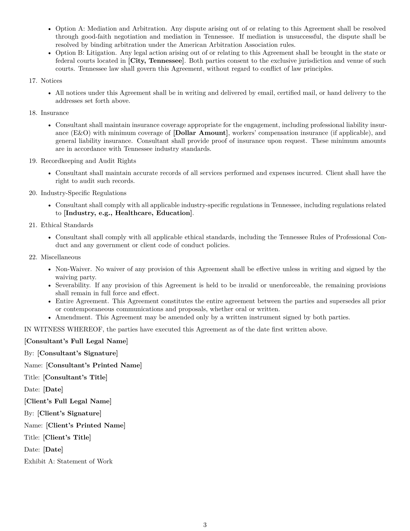 Preview page 3 of Free Tennessee consulting service contract template
