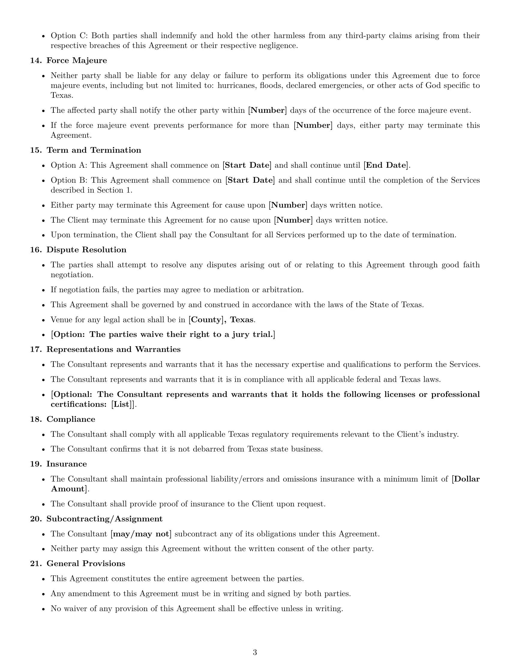 Preview page 3 of Free Texas consulting service contract template