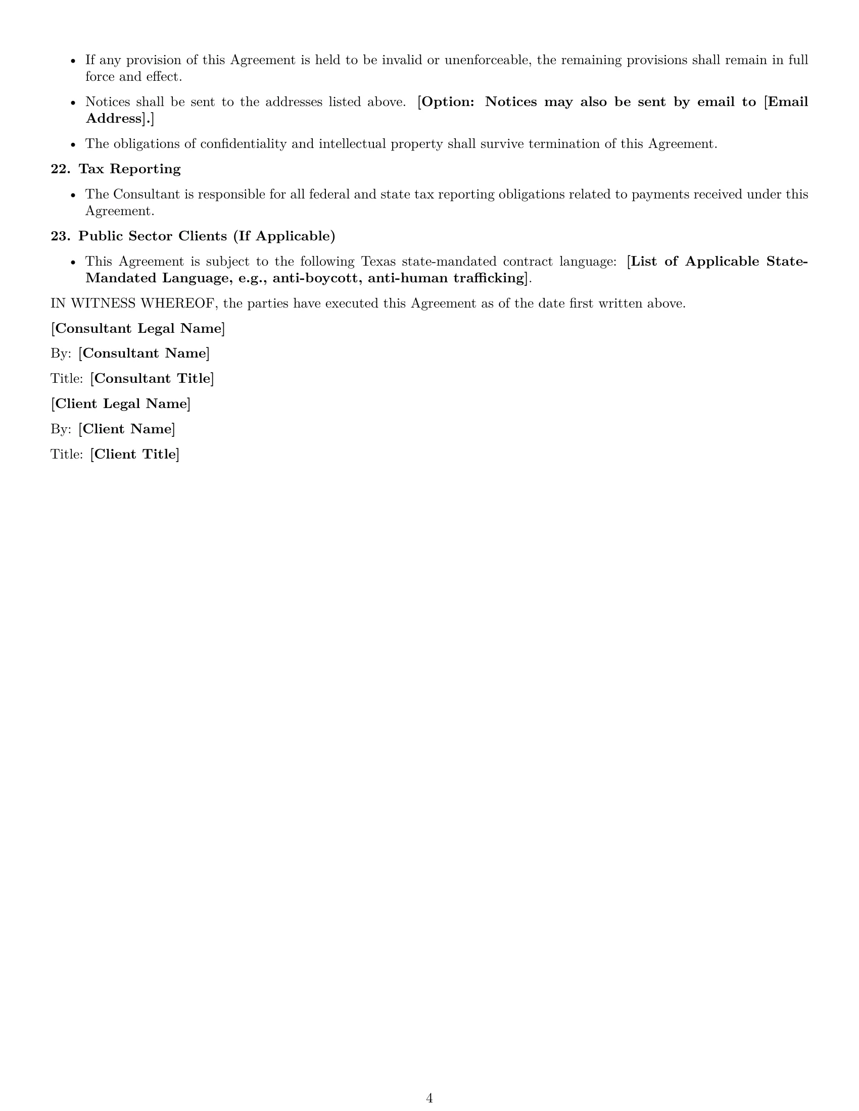 Preview page 4 of Free Texas consulting service contract template