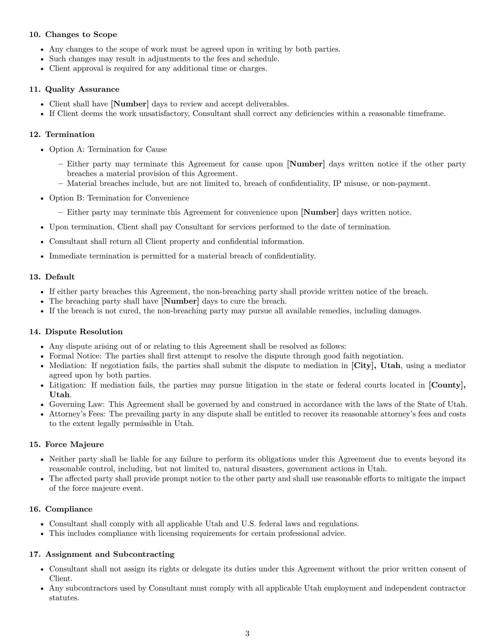 Preview page 3 of Free Utah consulting service contract template