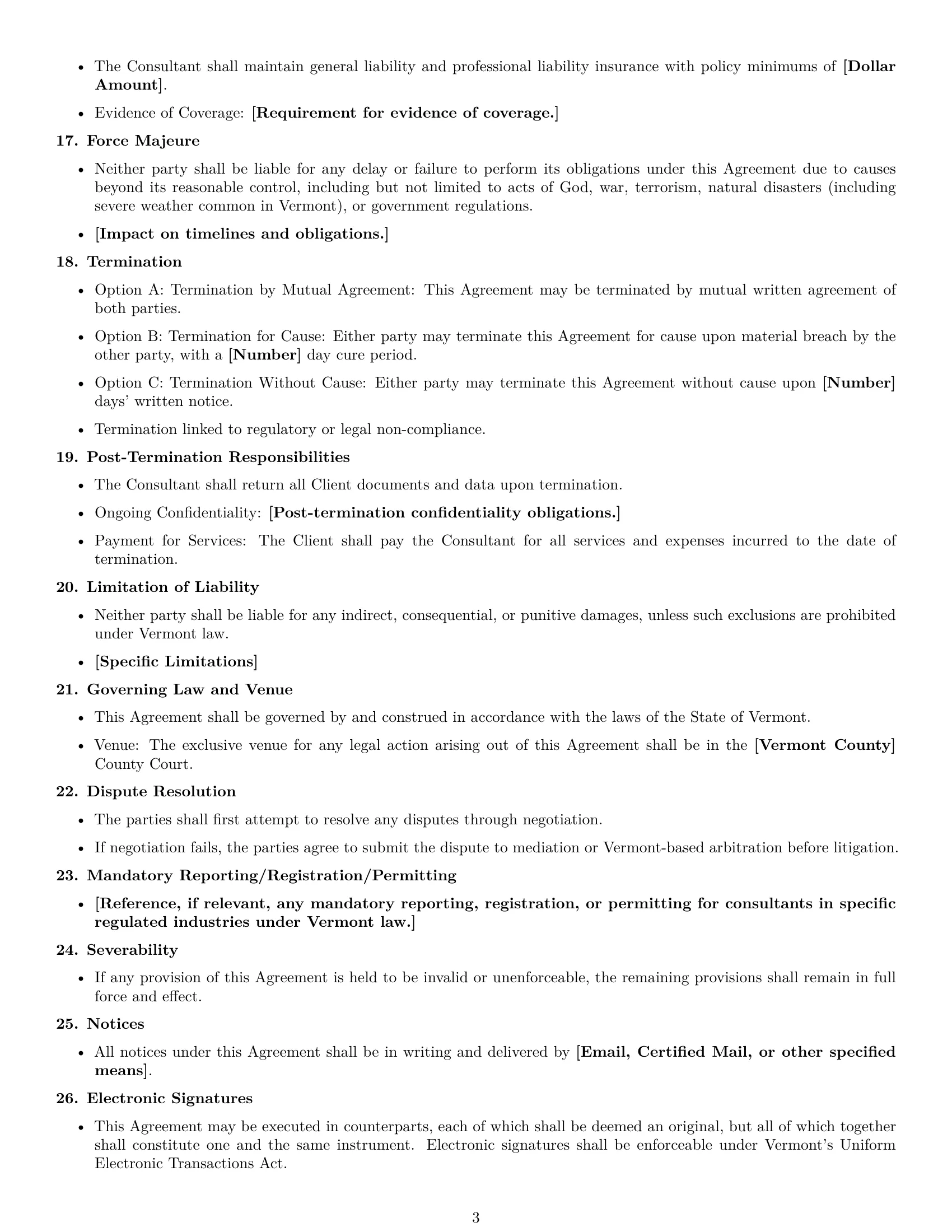 Preview page 3 of Free Vermont consulting service contract template