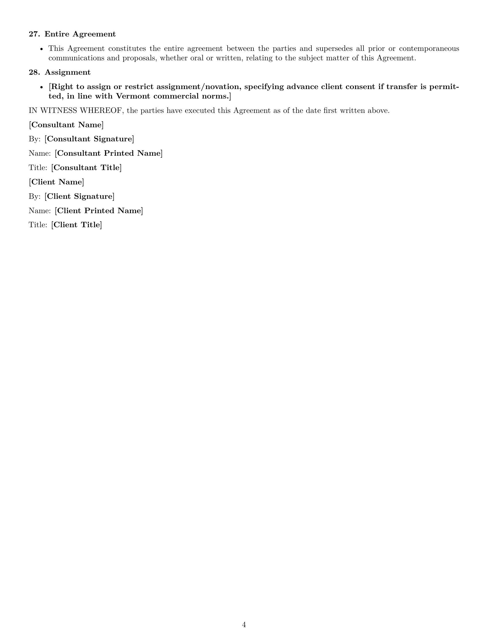 Preview page 4 of Free Vermont consulting service contract template