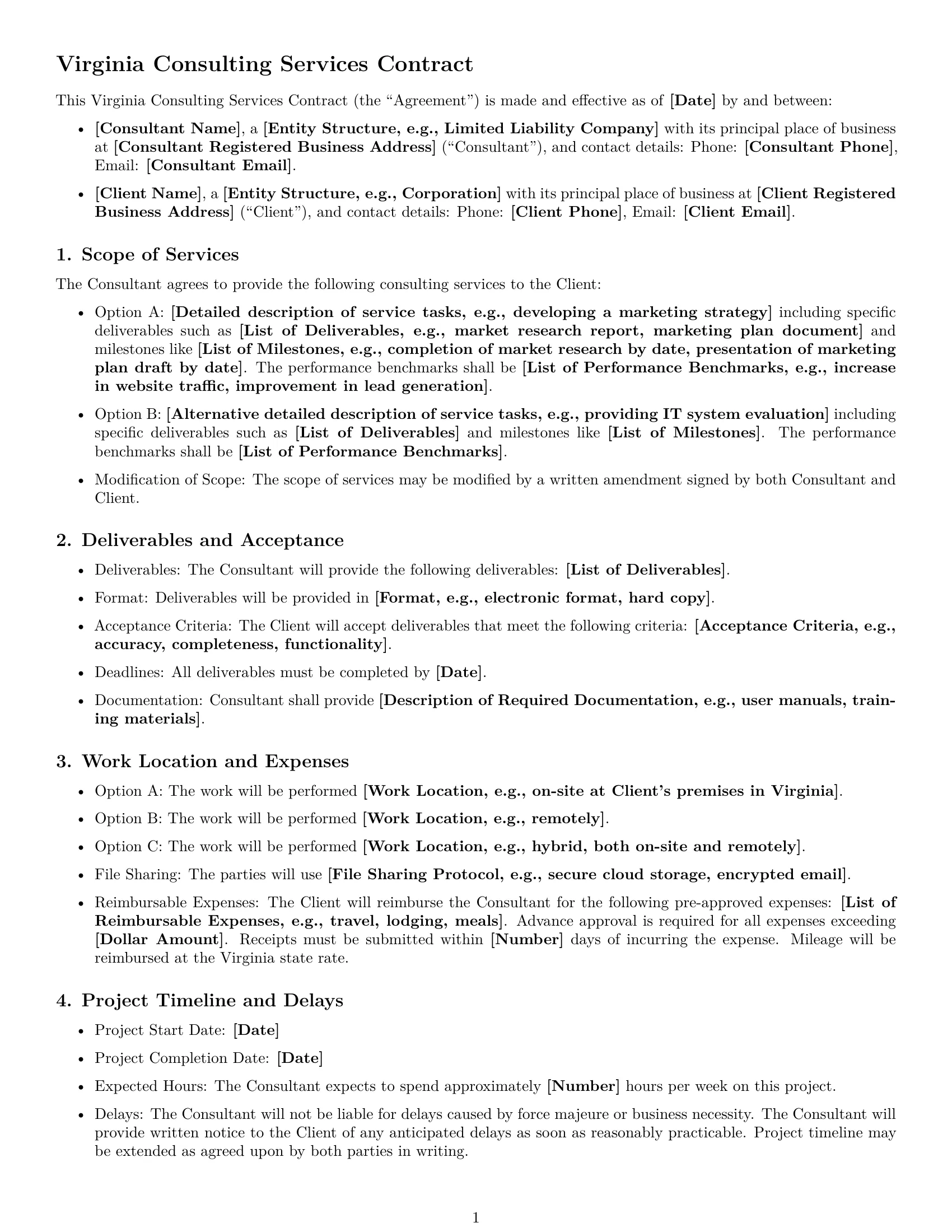 Preview page 1 of Free Virginia consulting service contract template
