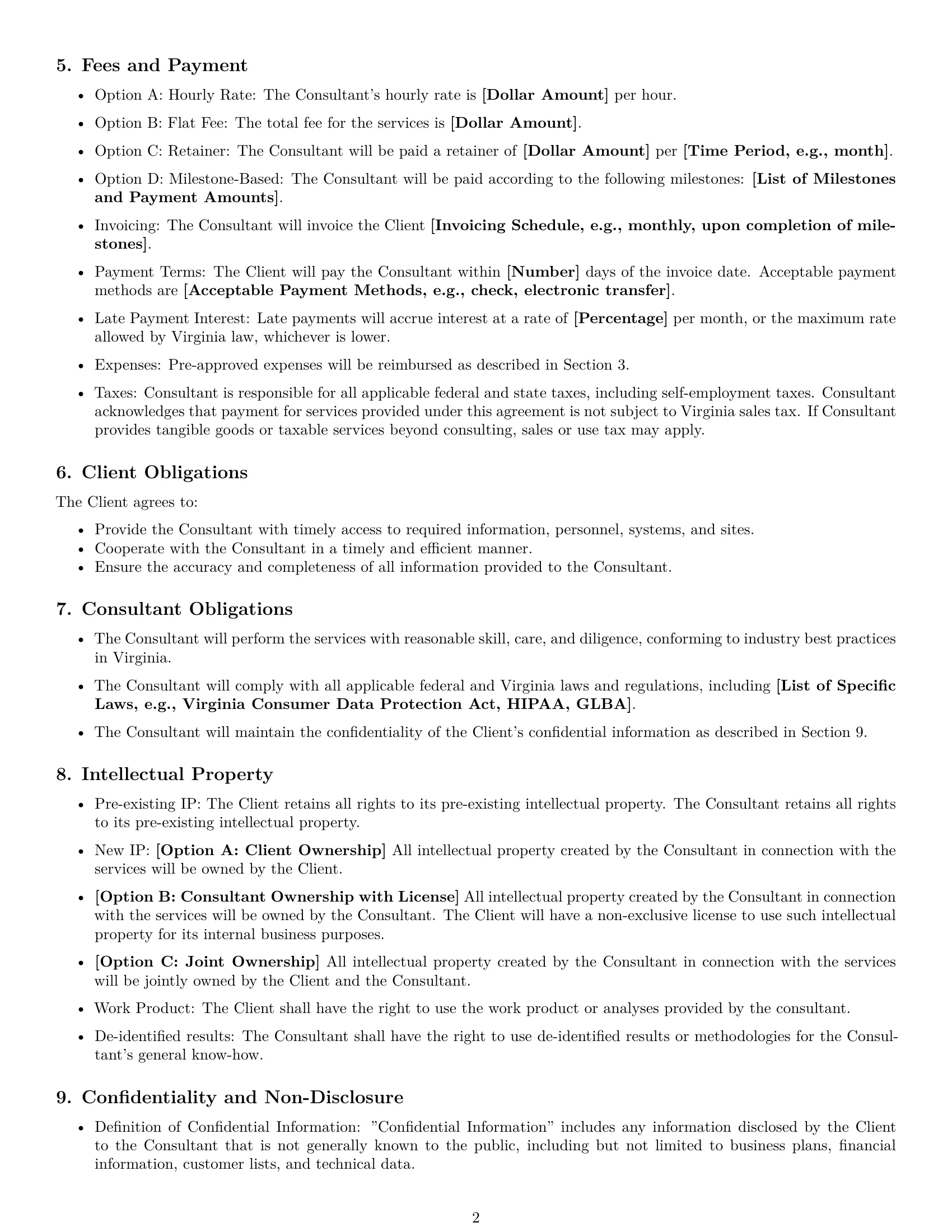 Preview page 2 of Free Virginia consulting service contract template