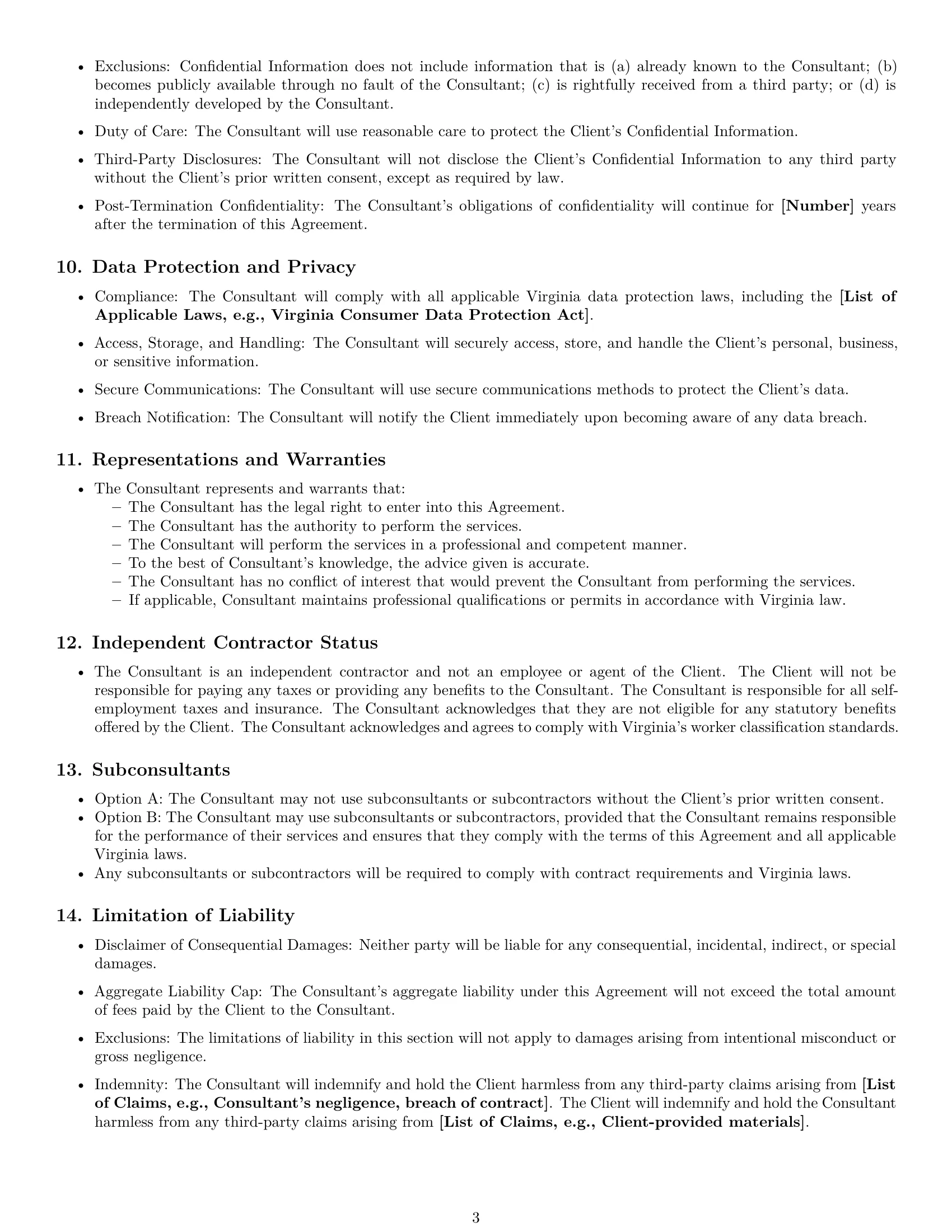 Preview page 3 of Free Virginia consulting service contract template
