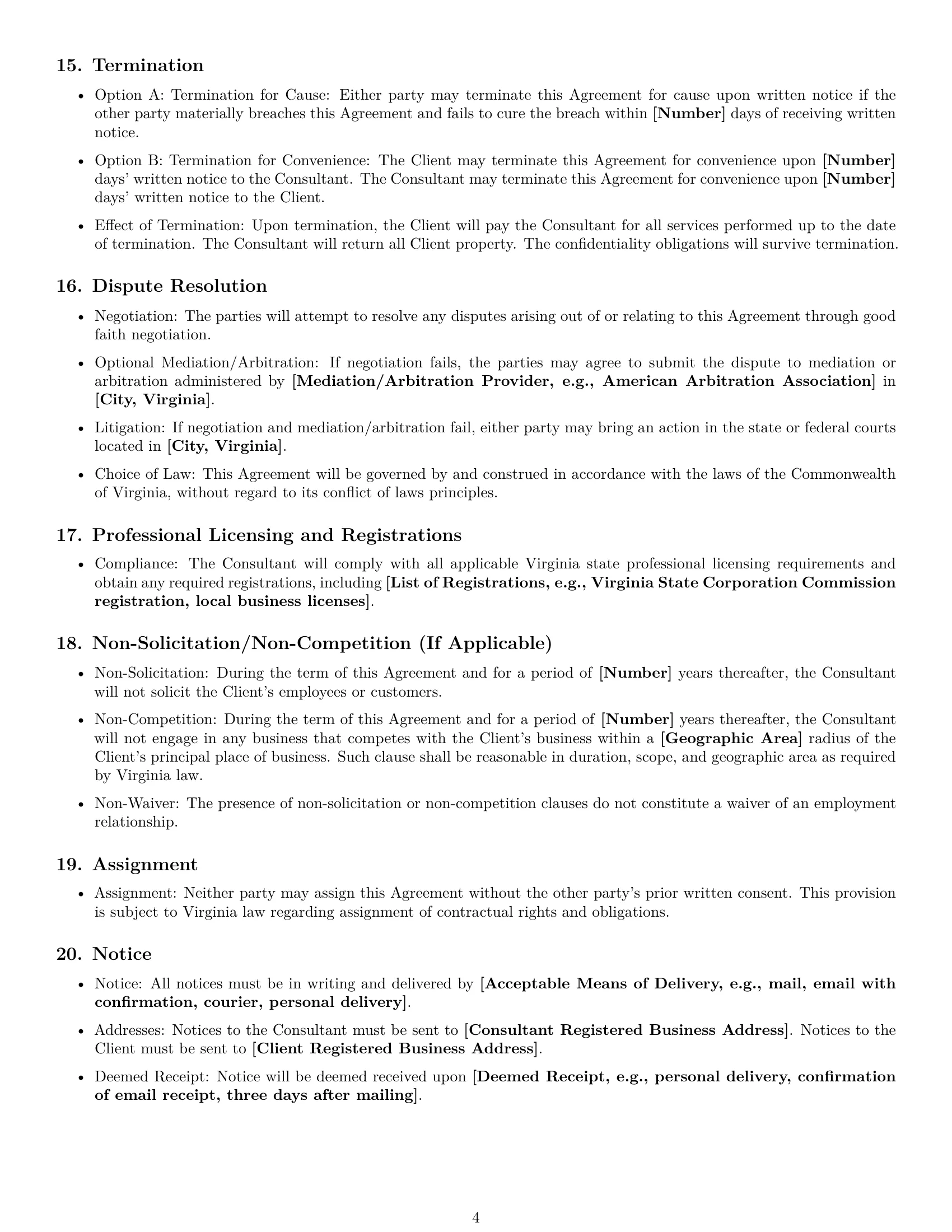 Preview page 4 of Free Virginia consulting service contract template