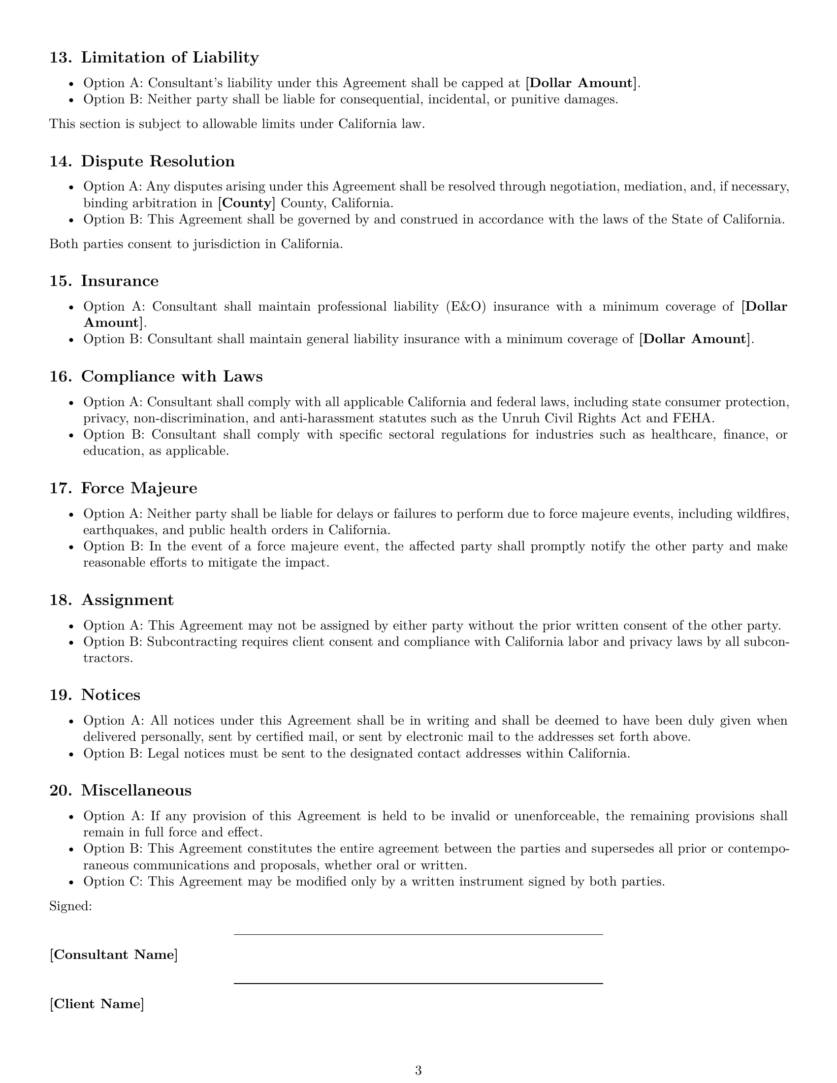 Preview page 3 of Free California consulting service contract template