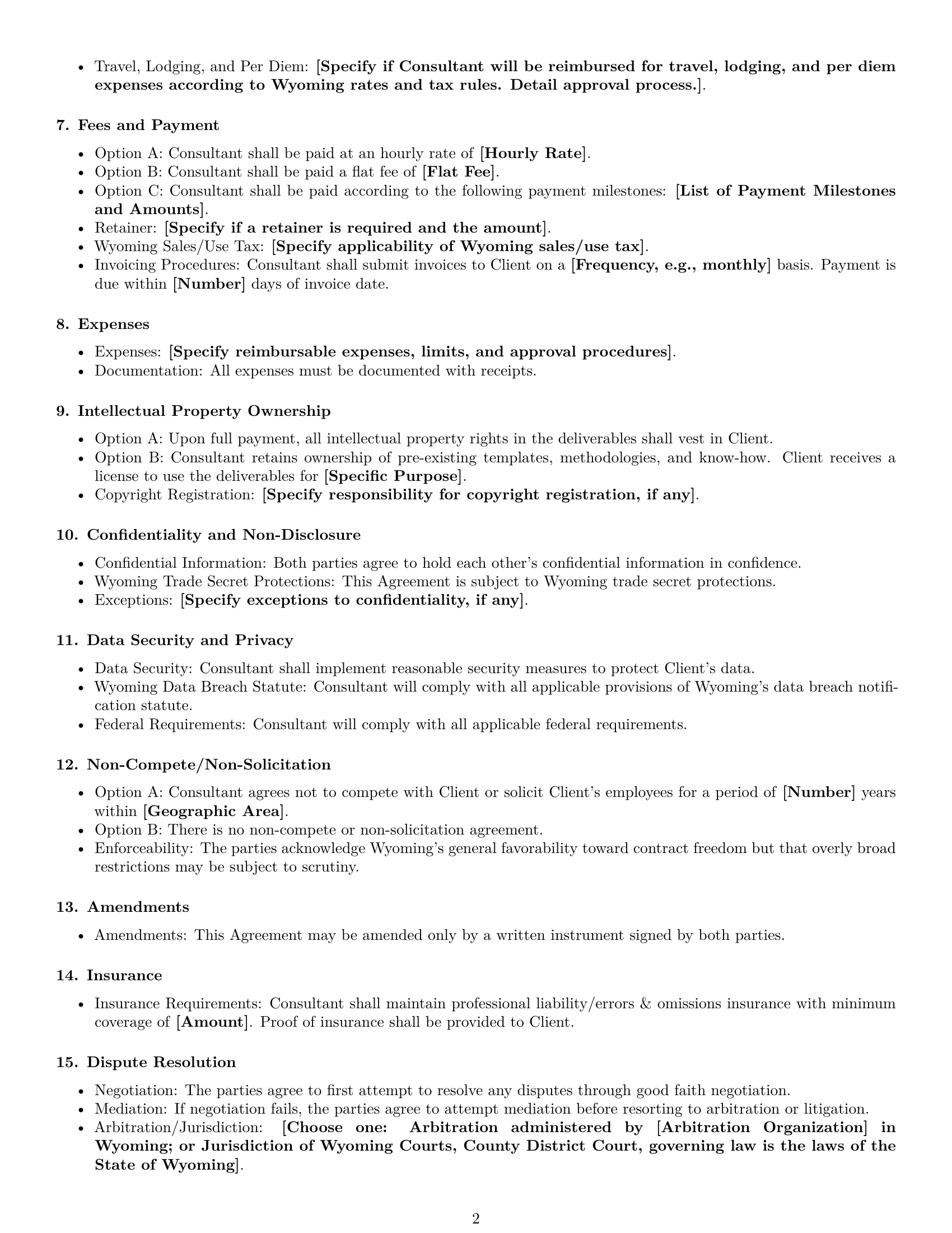 Preview page 2 of Free Wyoming consulting service contract template