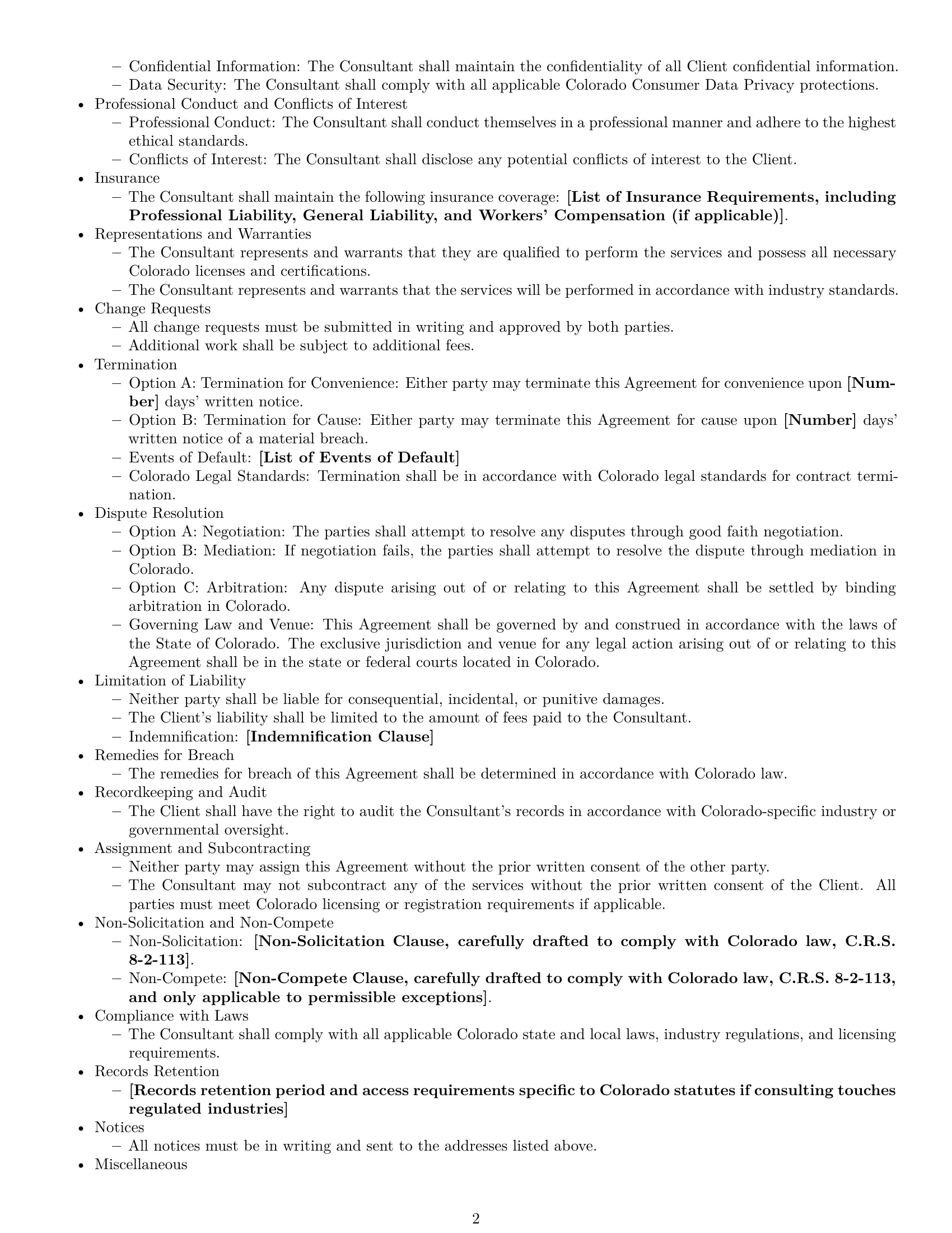 Preview page 2 of Free Colorado consulting service contract template