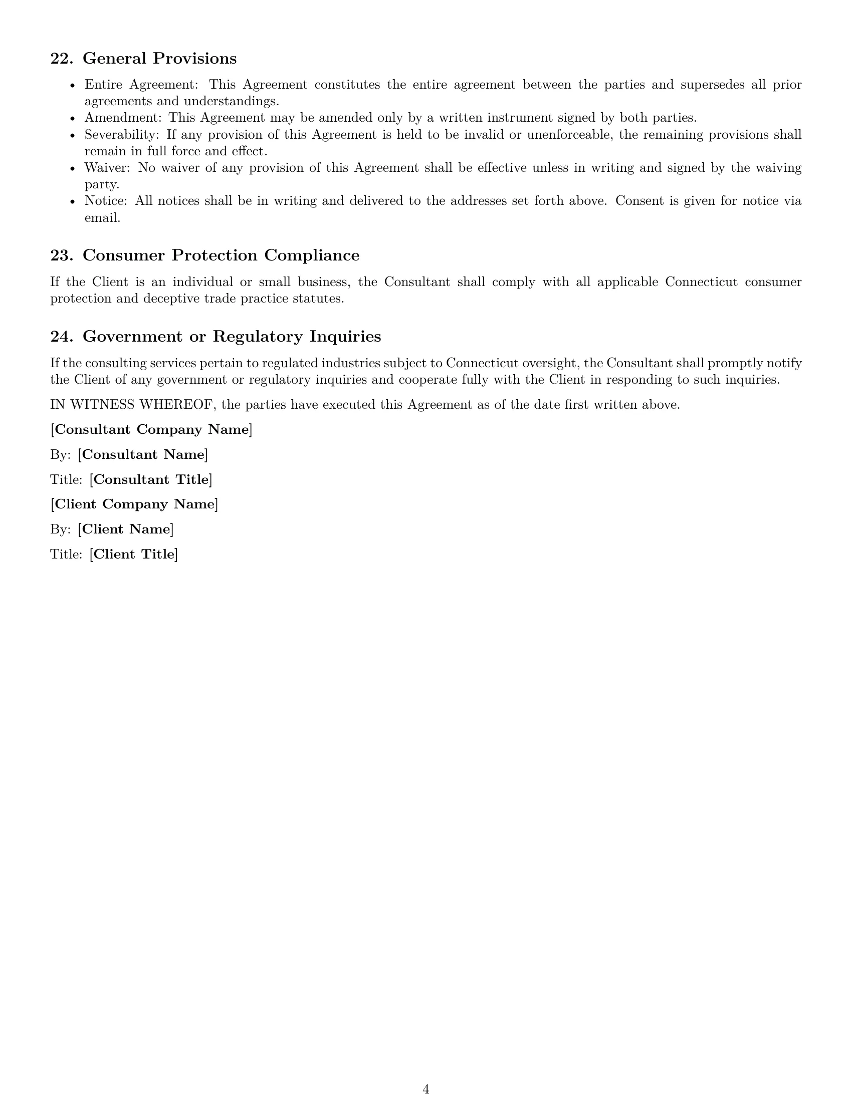 Preview page 4 of Free Connecticut consulting service contract template