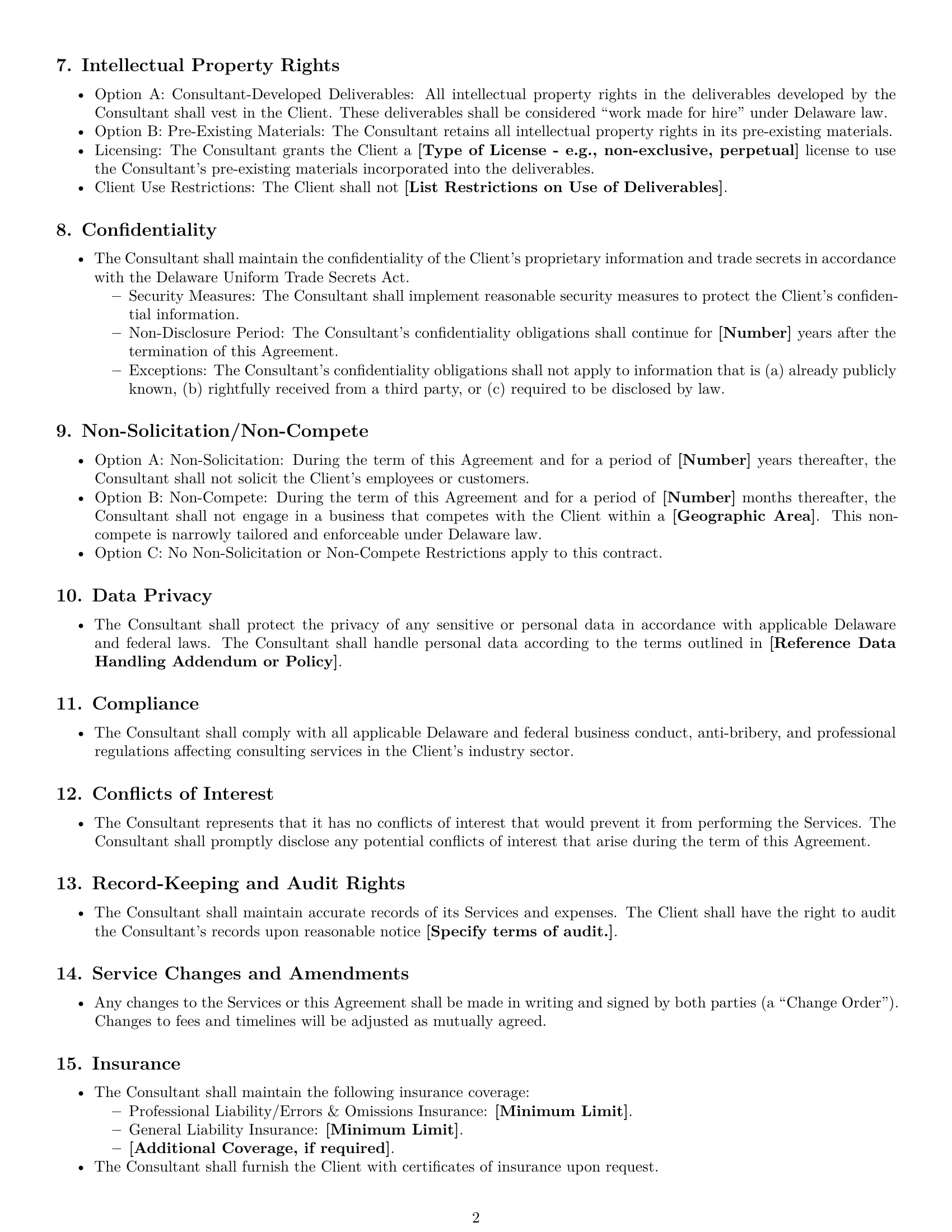 Preview page 2 of Free Delaware consulting service contract template