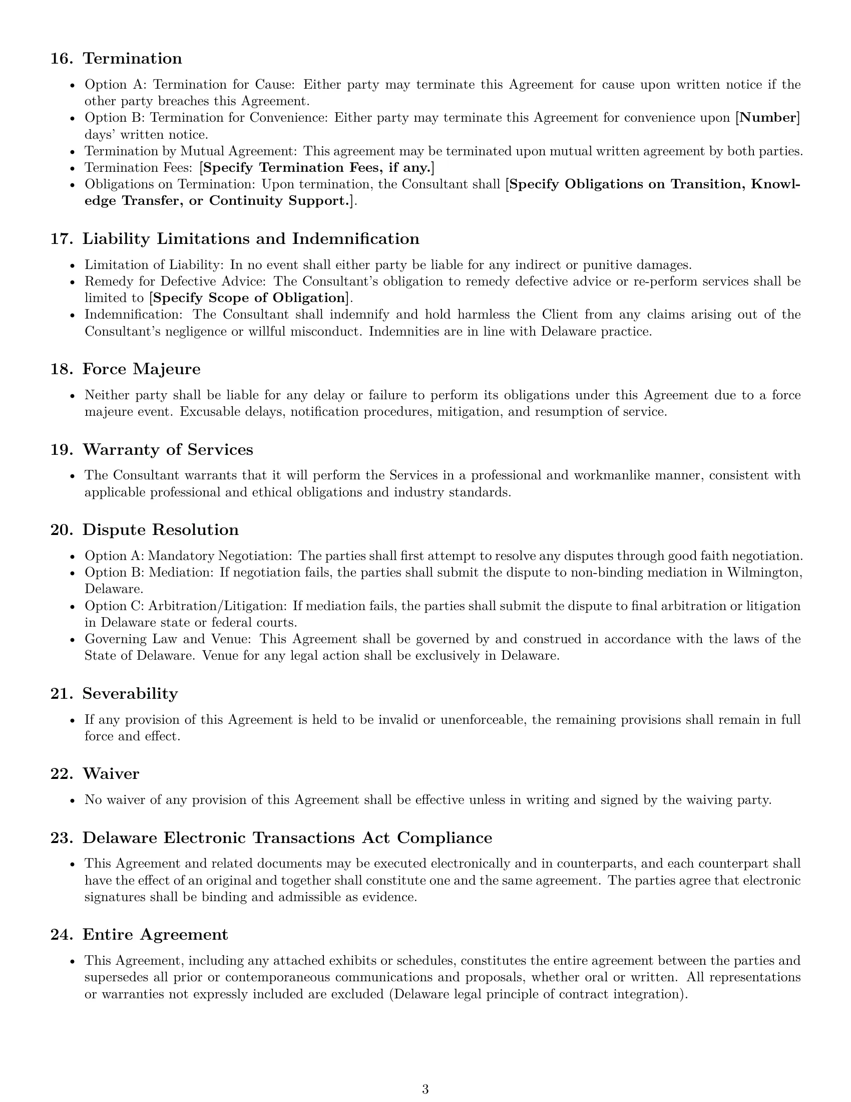 Preview page 3 of Free Delaware consulting service contract template