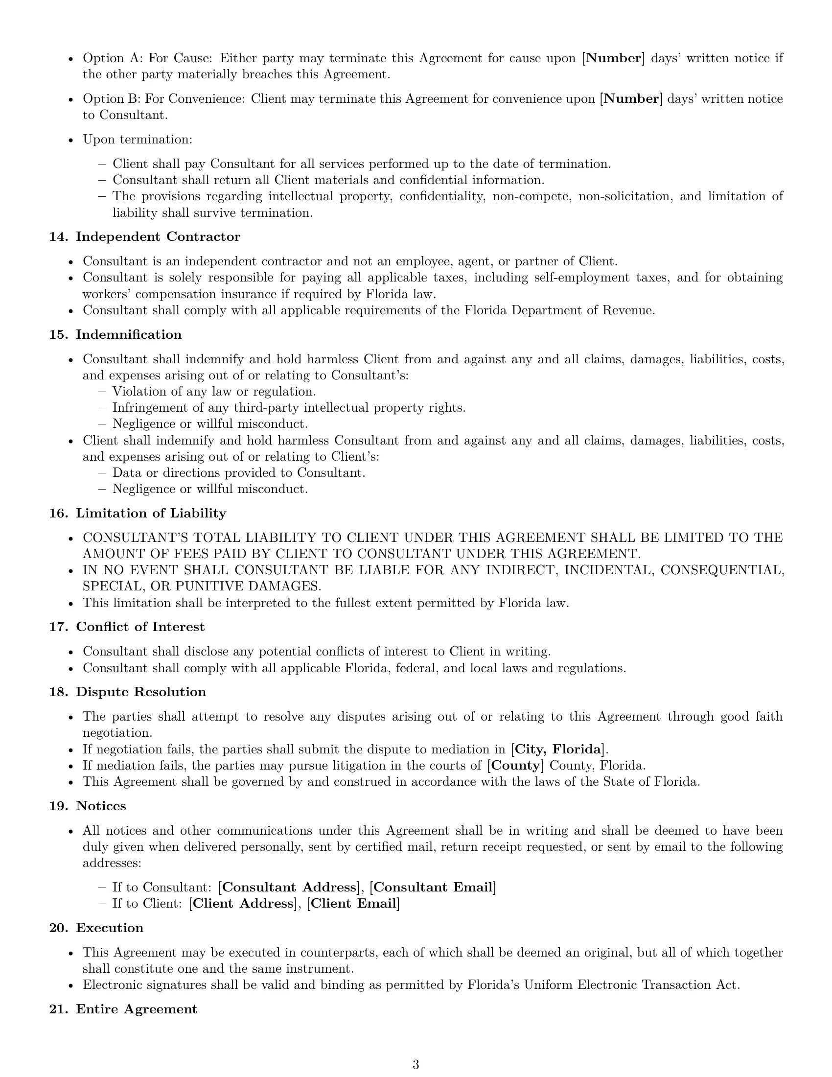 Preview page 3 of Free Florida consulting service contract template