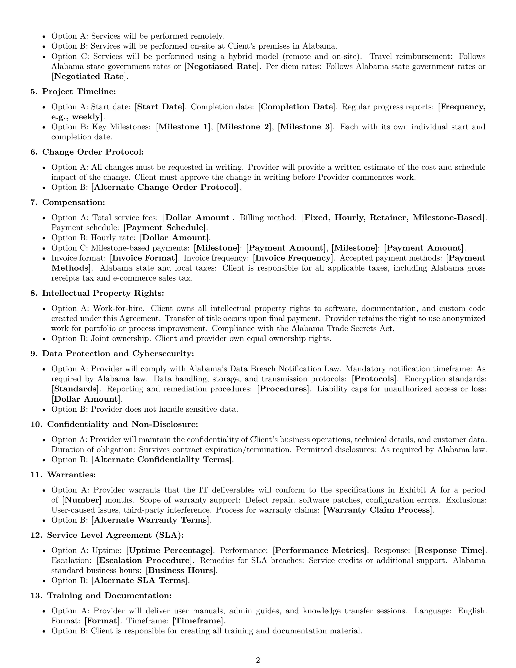 Preview page 2 of Free Alabama IT service contract template