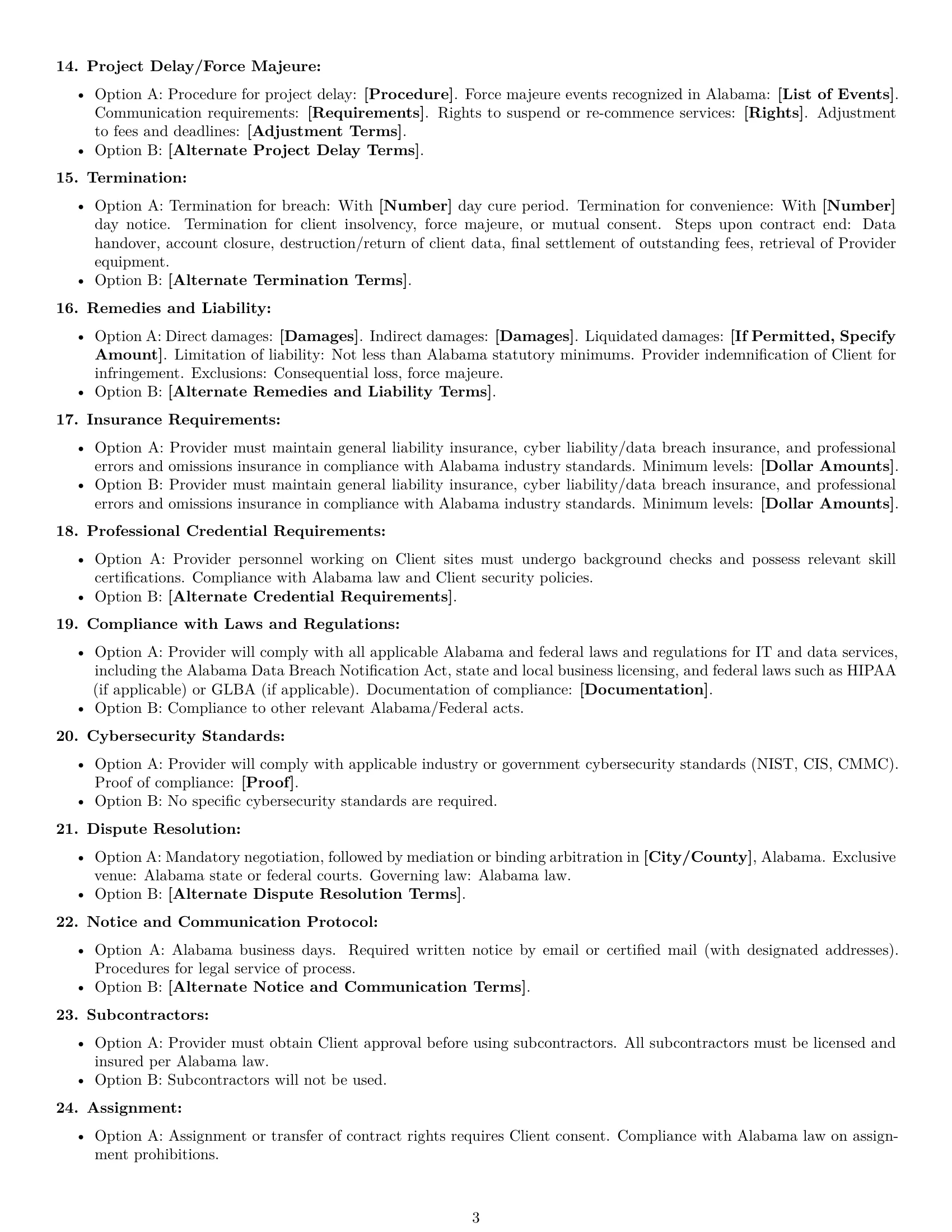 Preview page 3 of Free Alabama IT service contract template