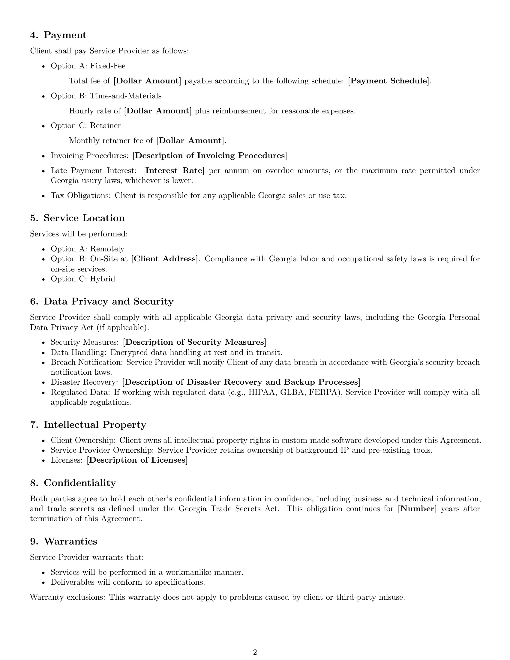 Preview page 2 of Free Georgia IT service contract template