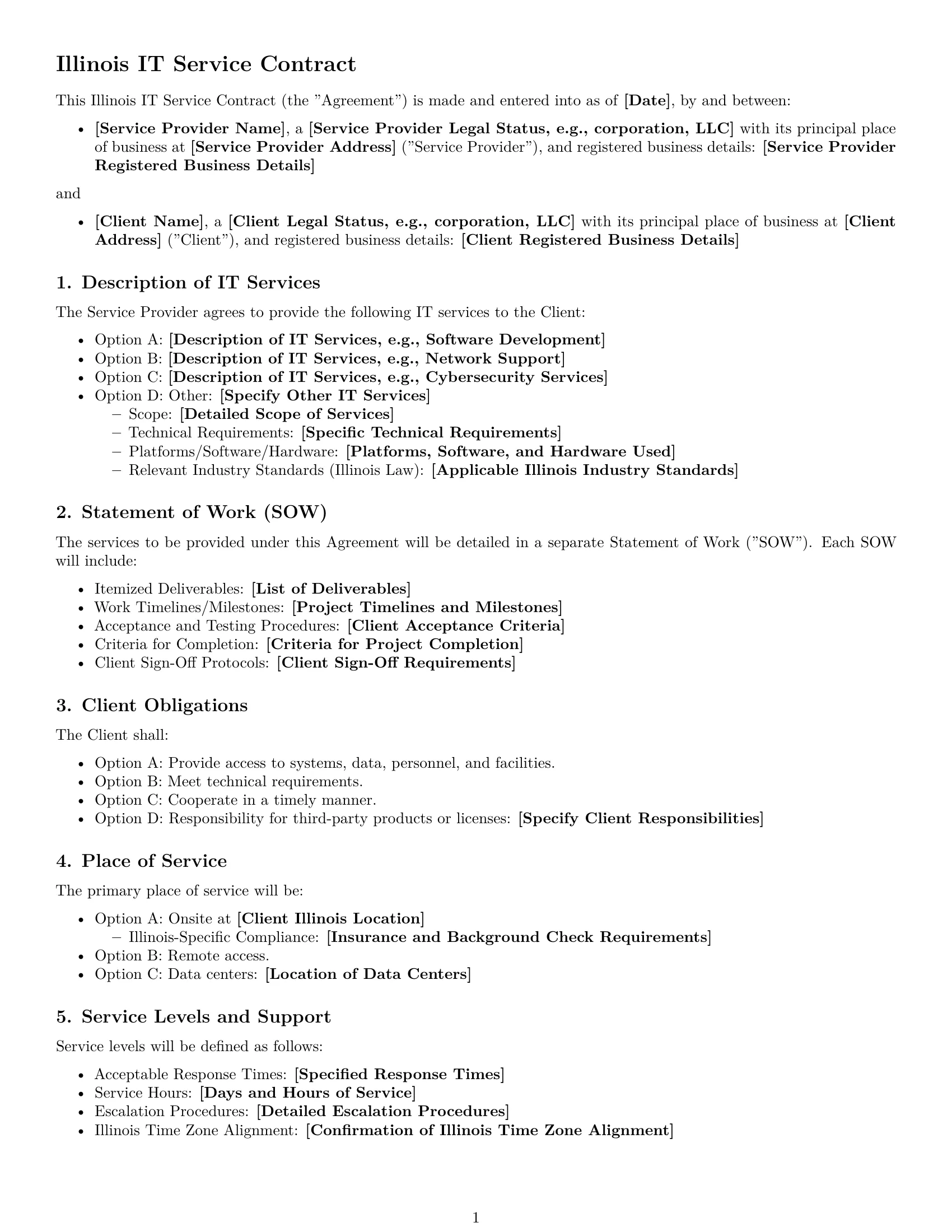Preview page 1 of Free Illinois IT service contract template