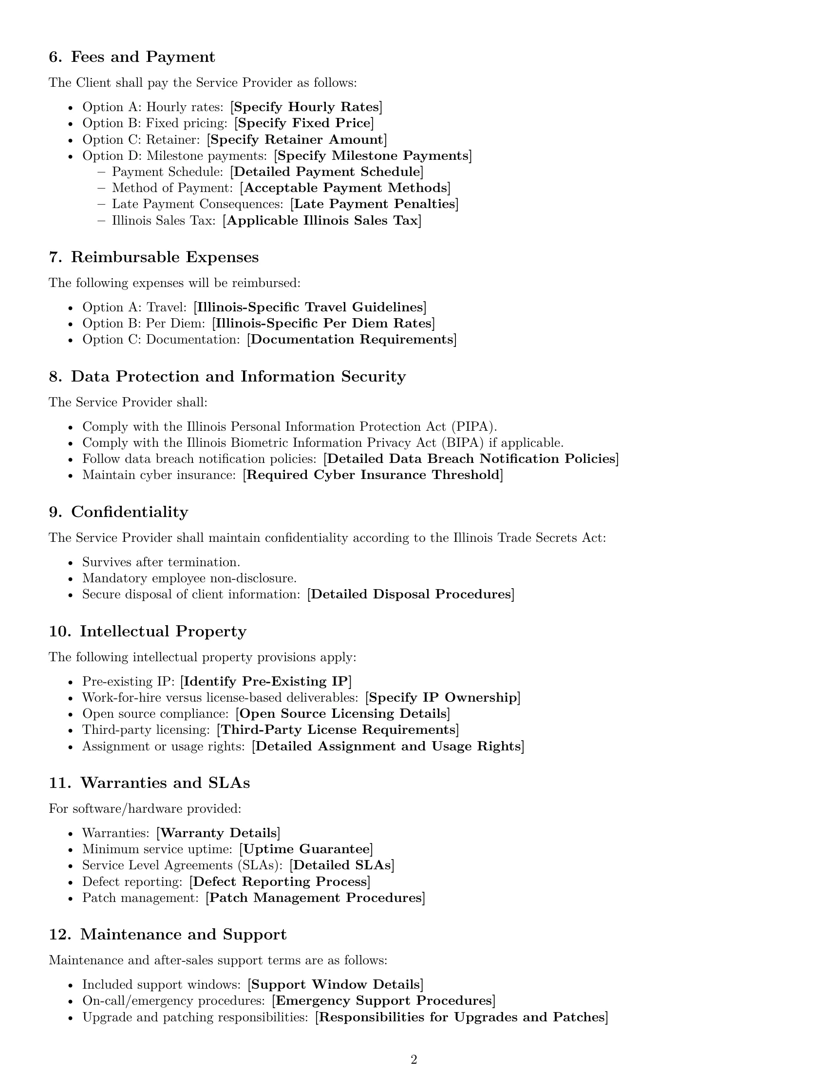 Preview page 2 of Free Illinois IT service contract template