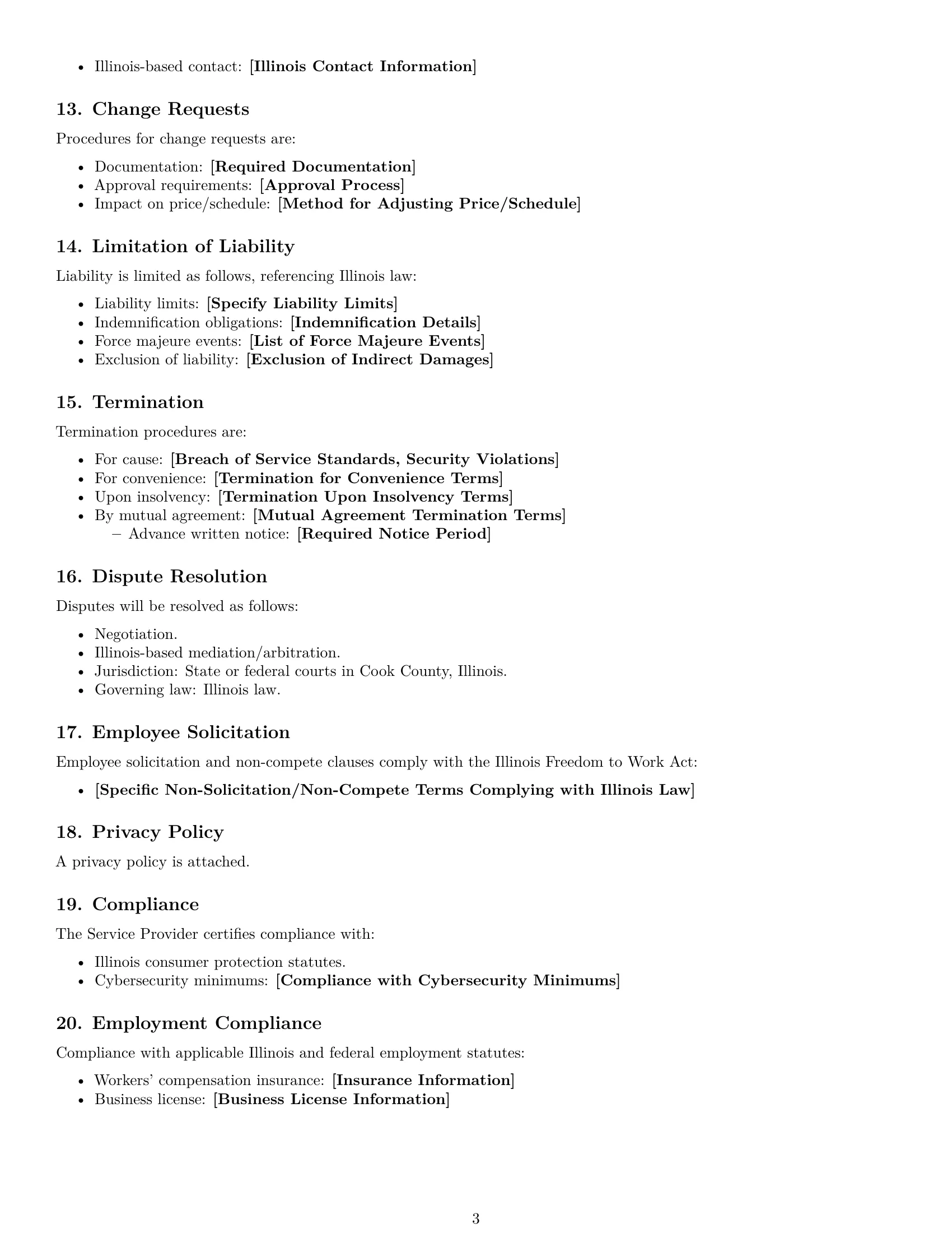 Preview page 3 of Free Illinois IT service contract template