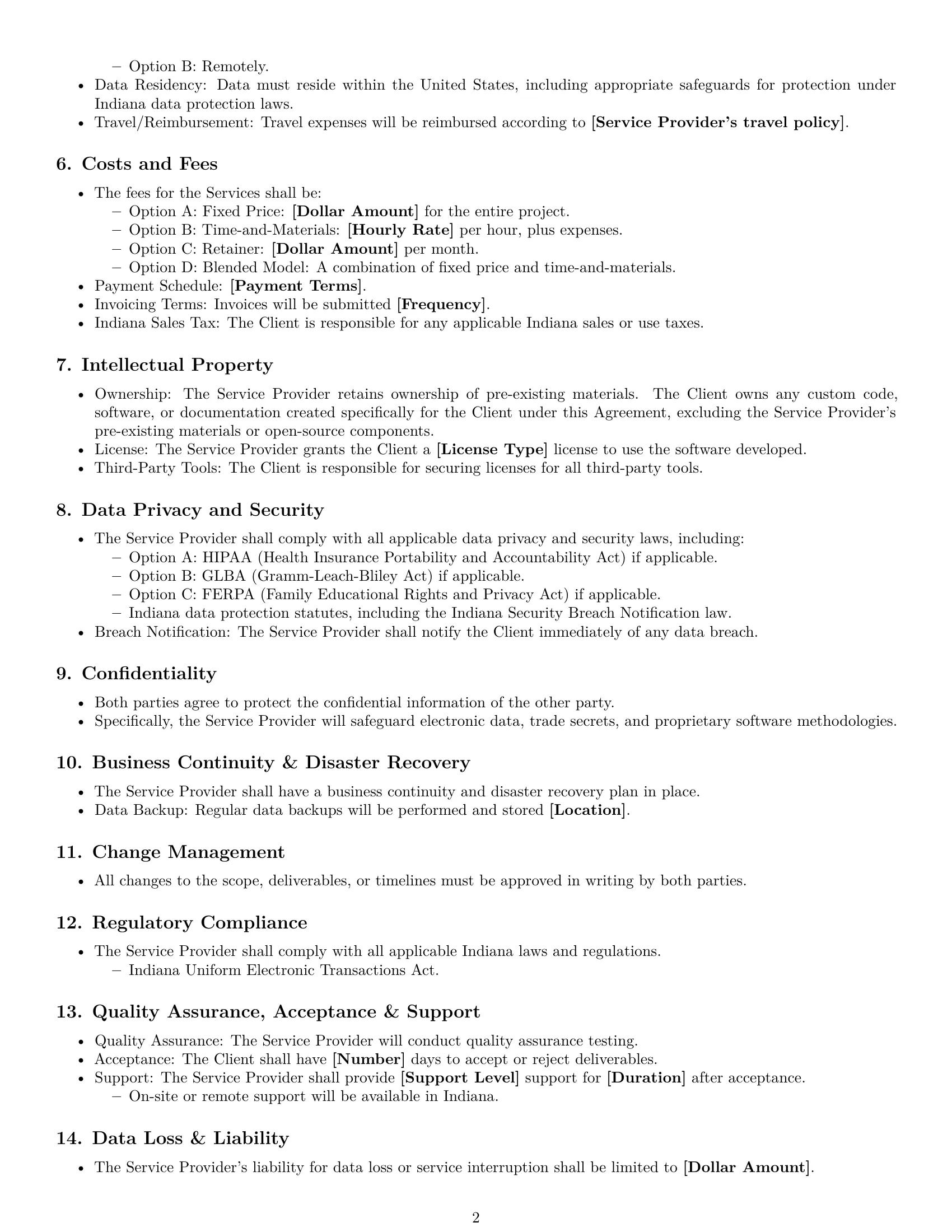 Preview page 2 of Free Indiana IT service contract template