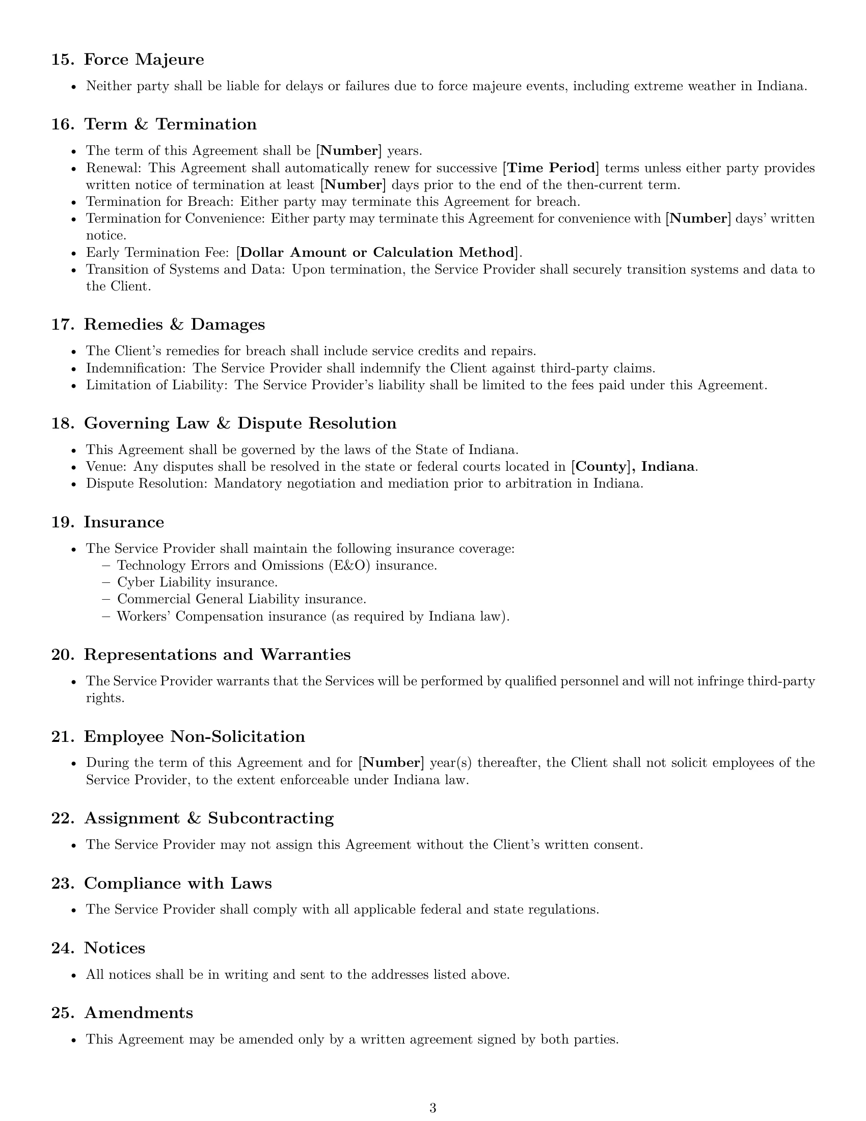 Preview page 3 of Free Indiana IT service contract template