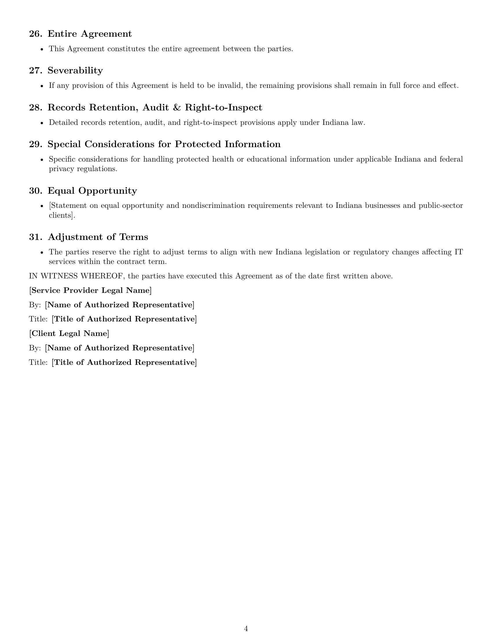 Preview page 4 of Free Indiana IT service contract template