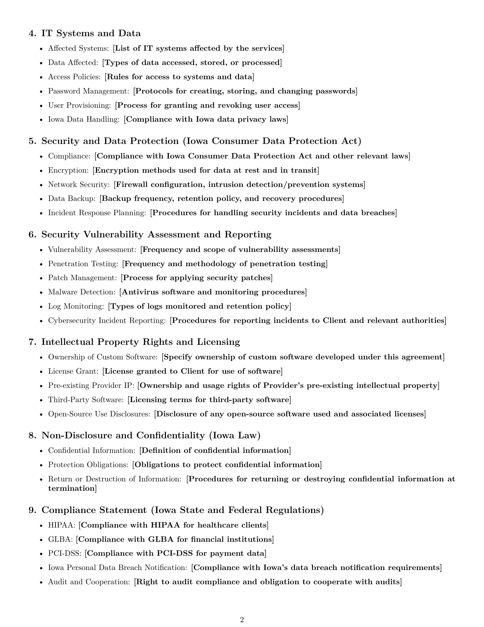 Preview page 2 of Free Iowa IT service contract template