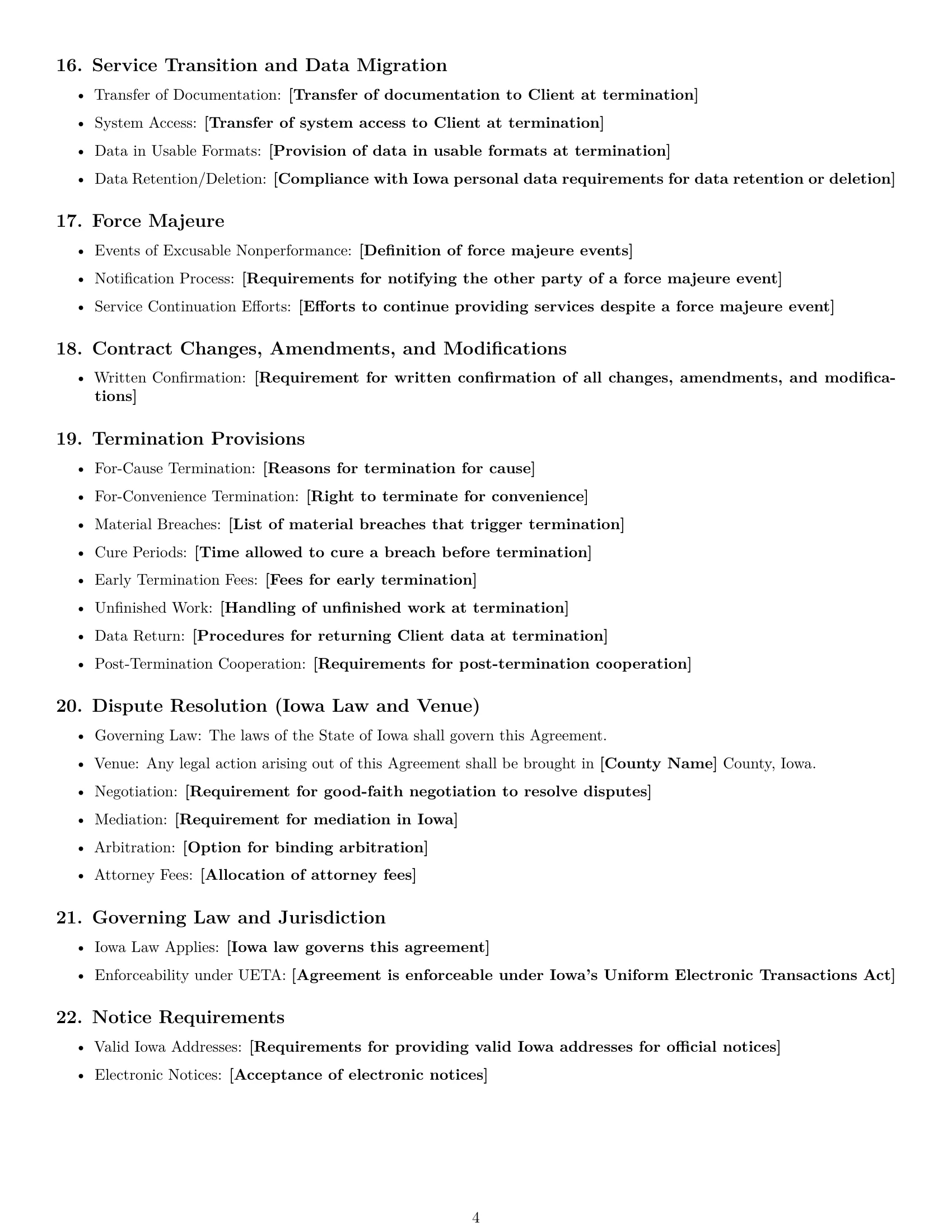 Preview page 4 of Free Iowa IT service contract template