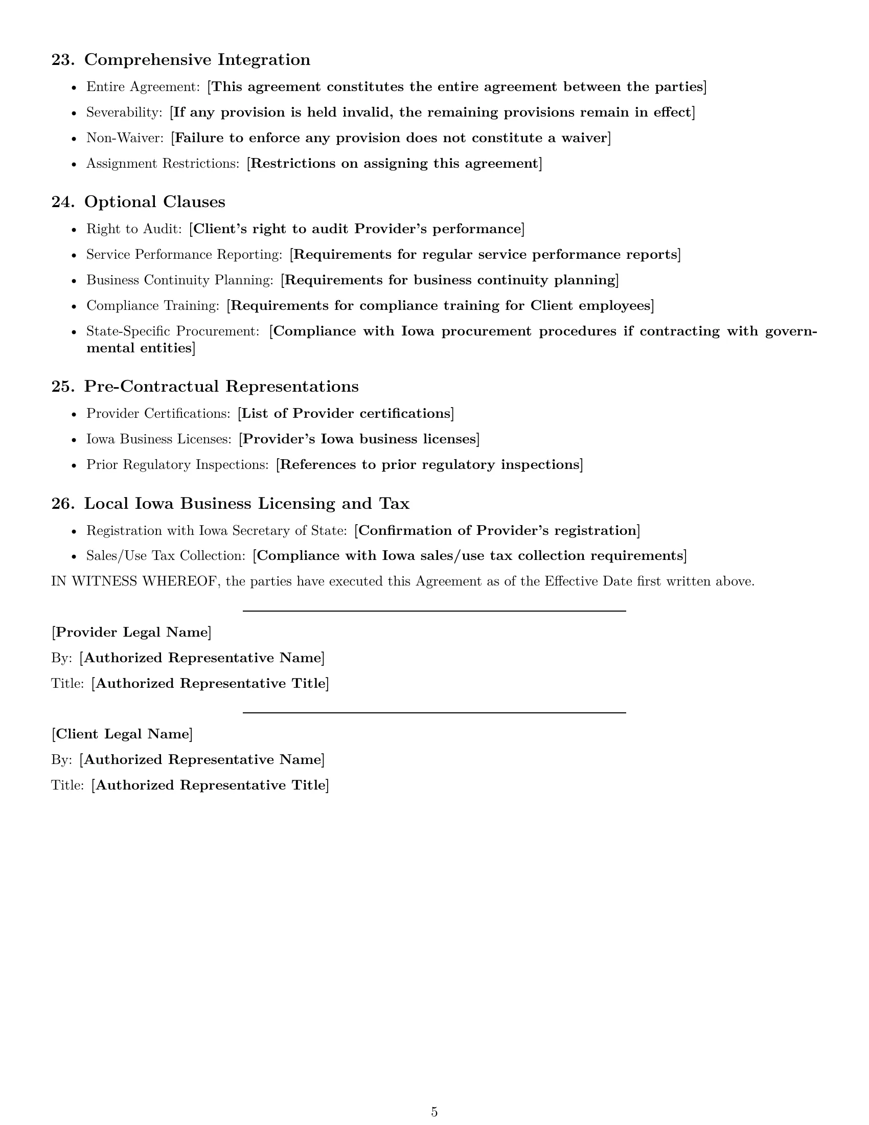 Preview page 5 of Free Iowa IT service contract template