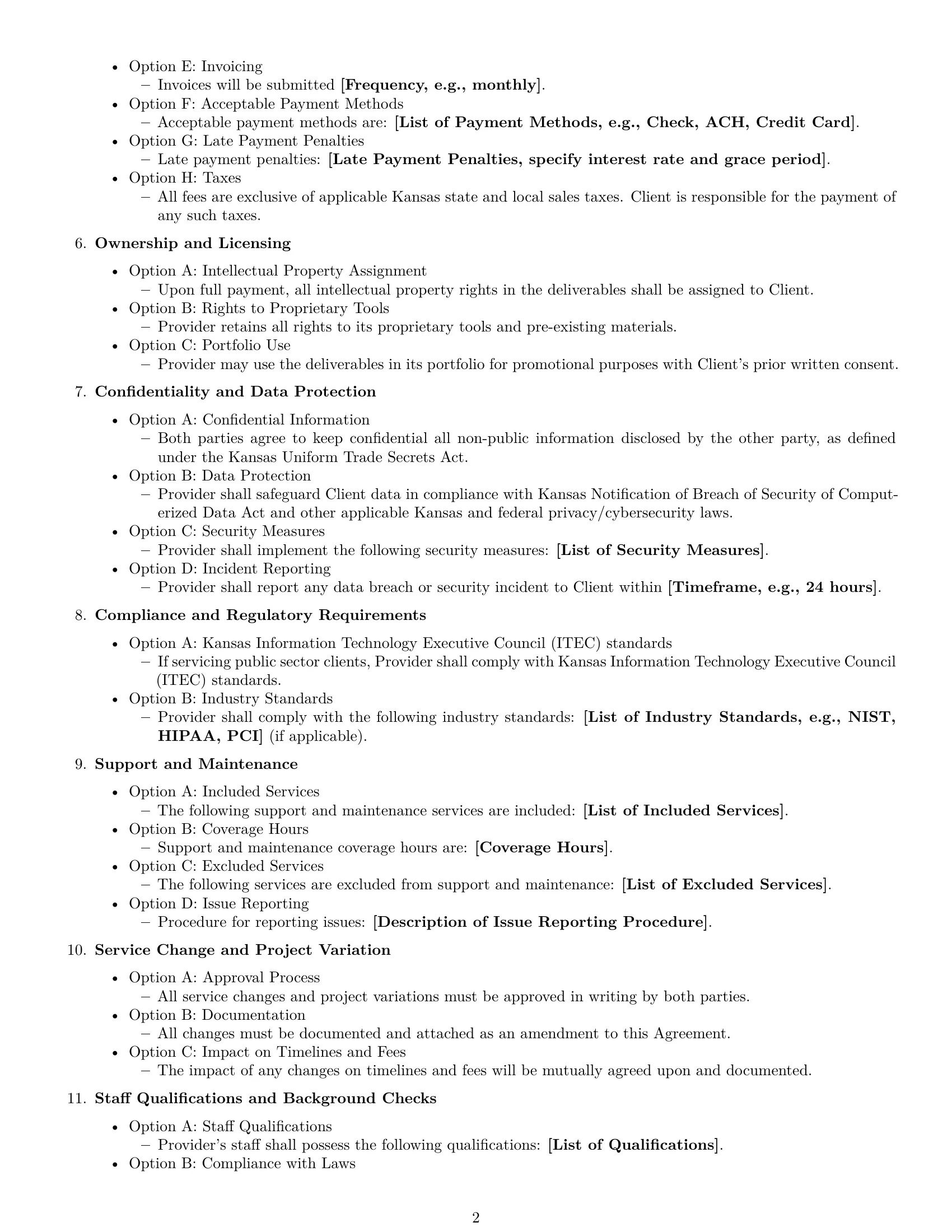 Preview page 2 of Free Kansas IT service contract template