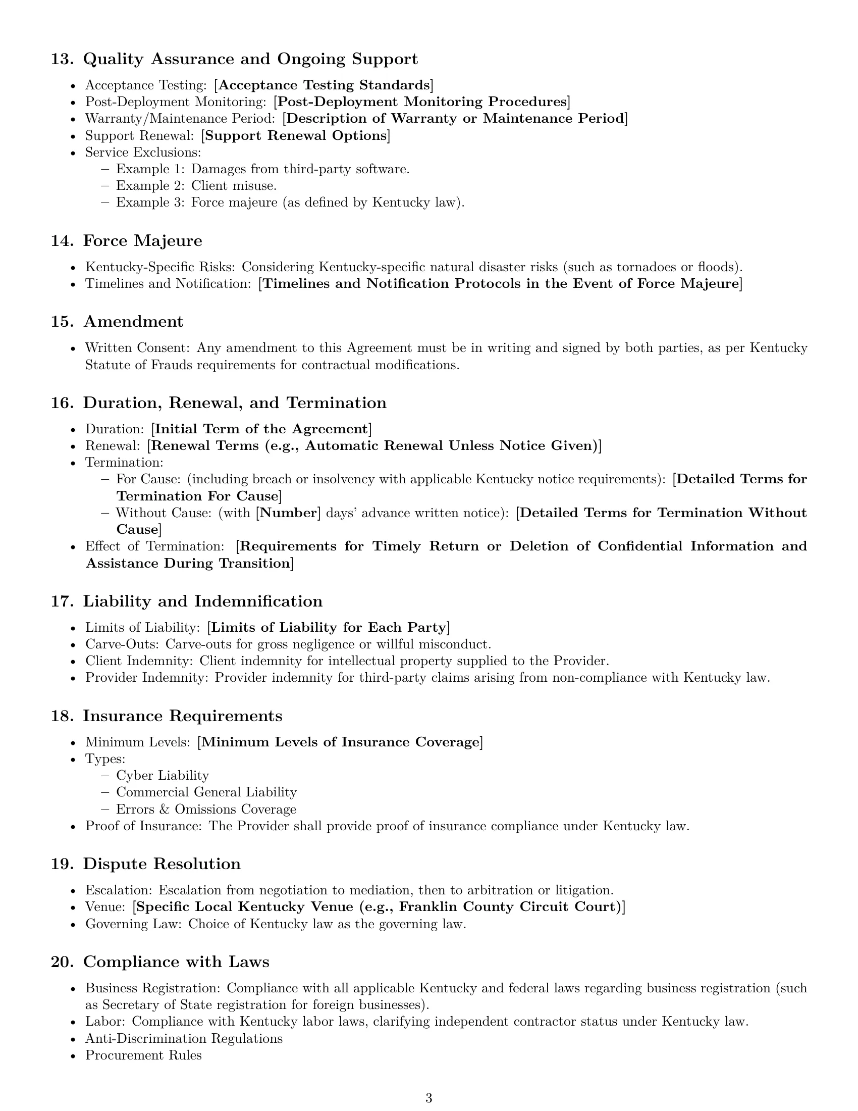 Preview page 3 of Free Kentucky IT service contract template
