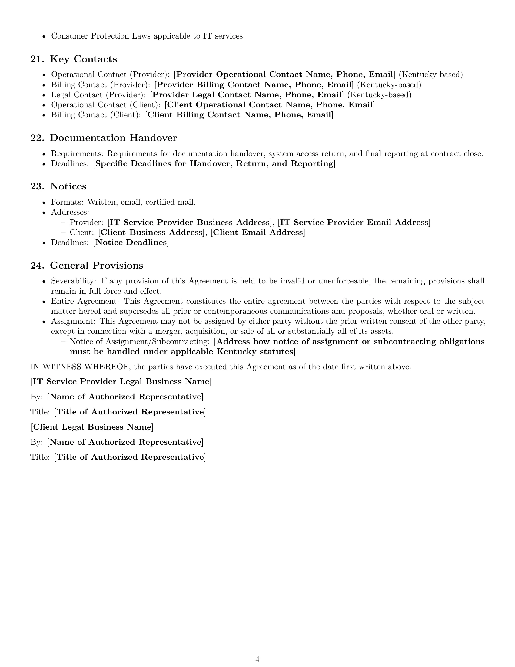 Preview page 4 of Free Kentucky IT service contract template
