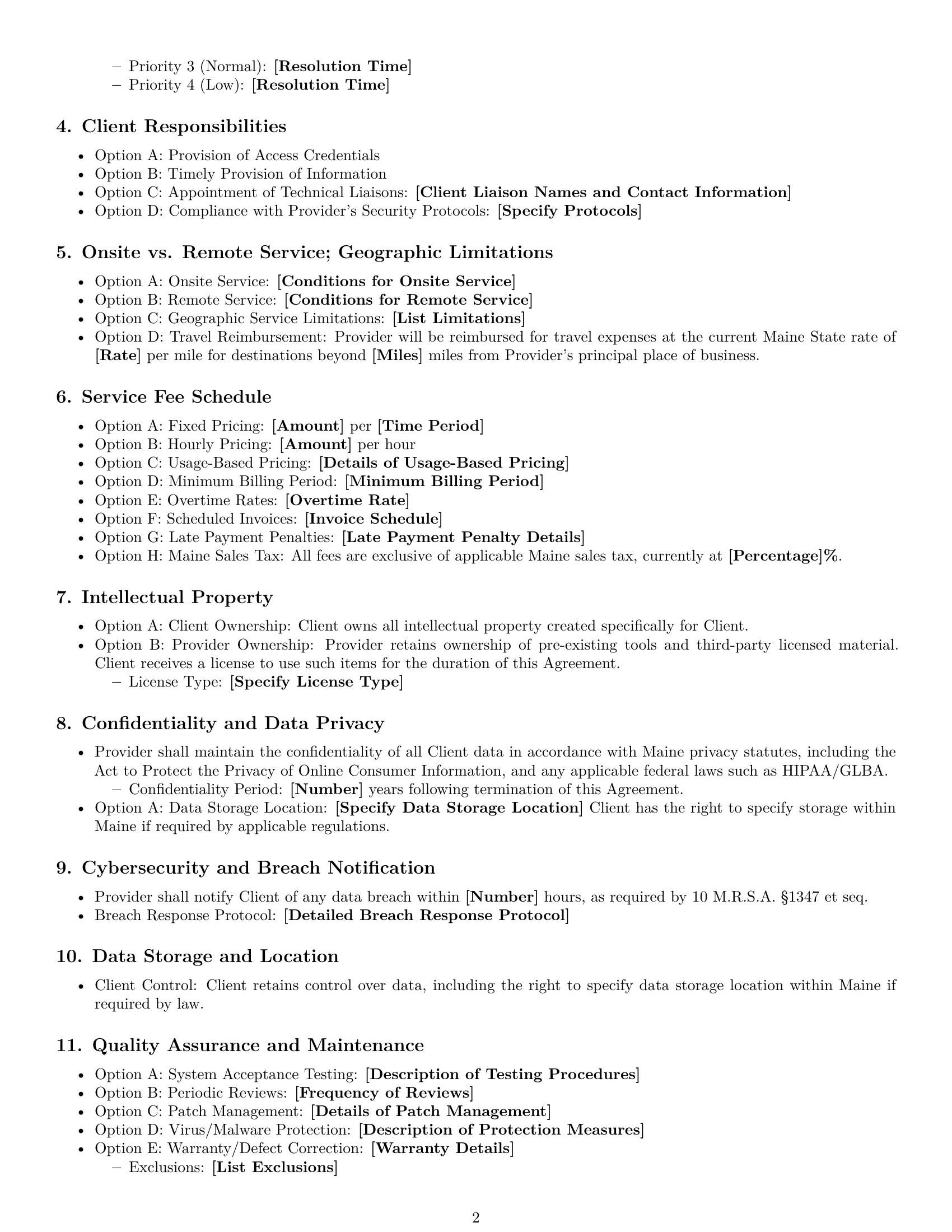 Preview page 2 of Free Maine IT service contract template