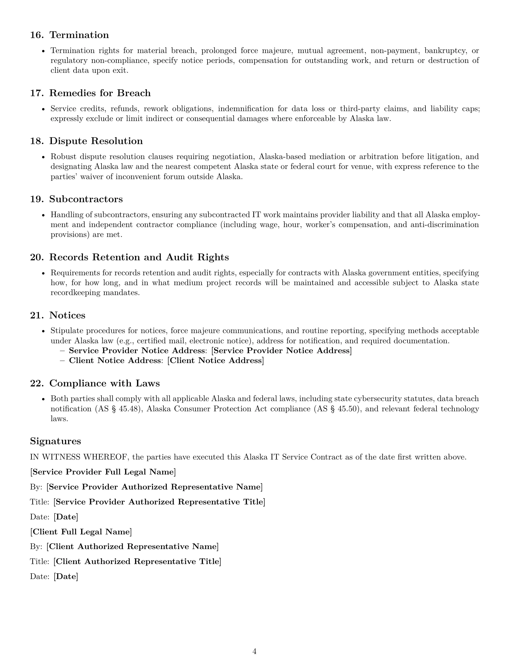 Preview page 4 of Free Alaska IT service contract template
