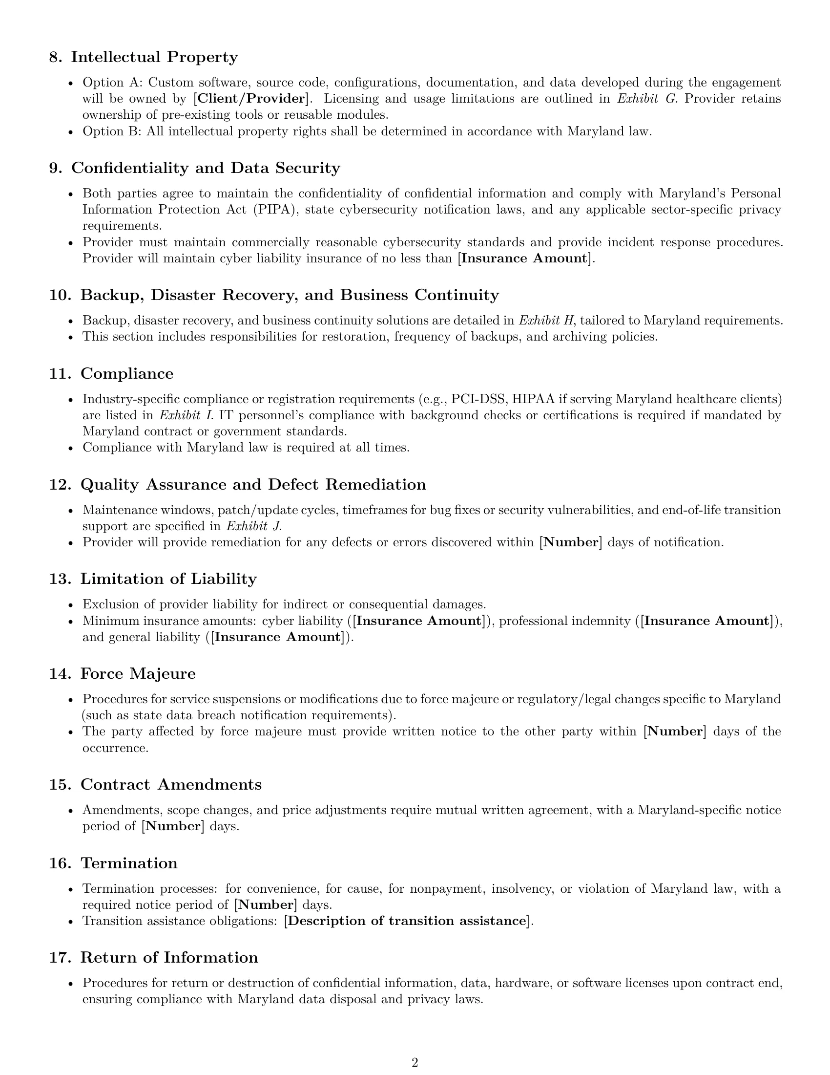 Preview page 2 of Free Maryland IT service contract template