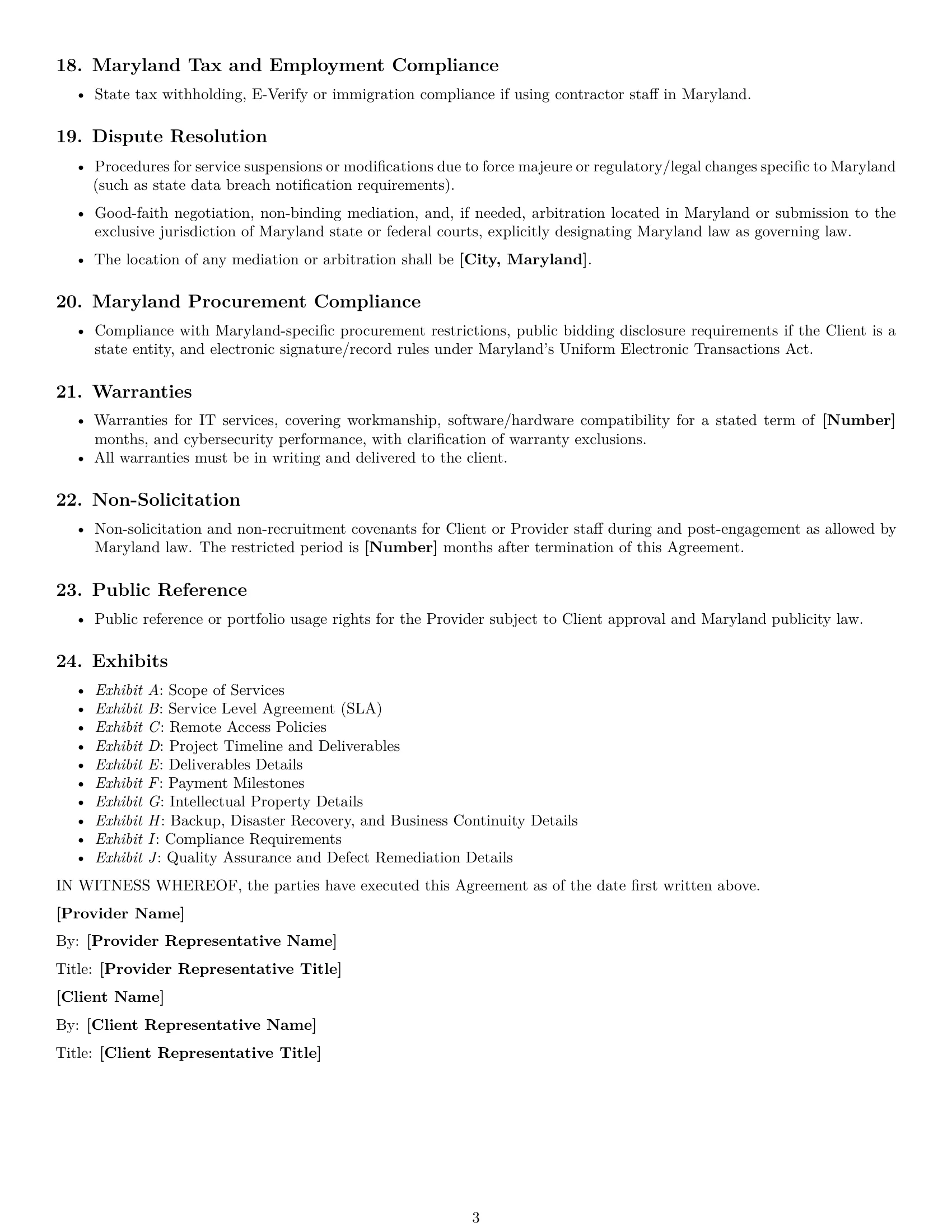 Preview page 3 of Free Maryland IT service contract template