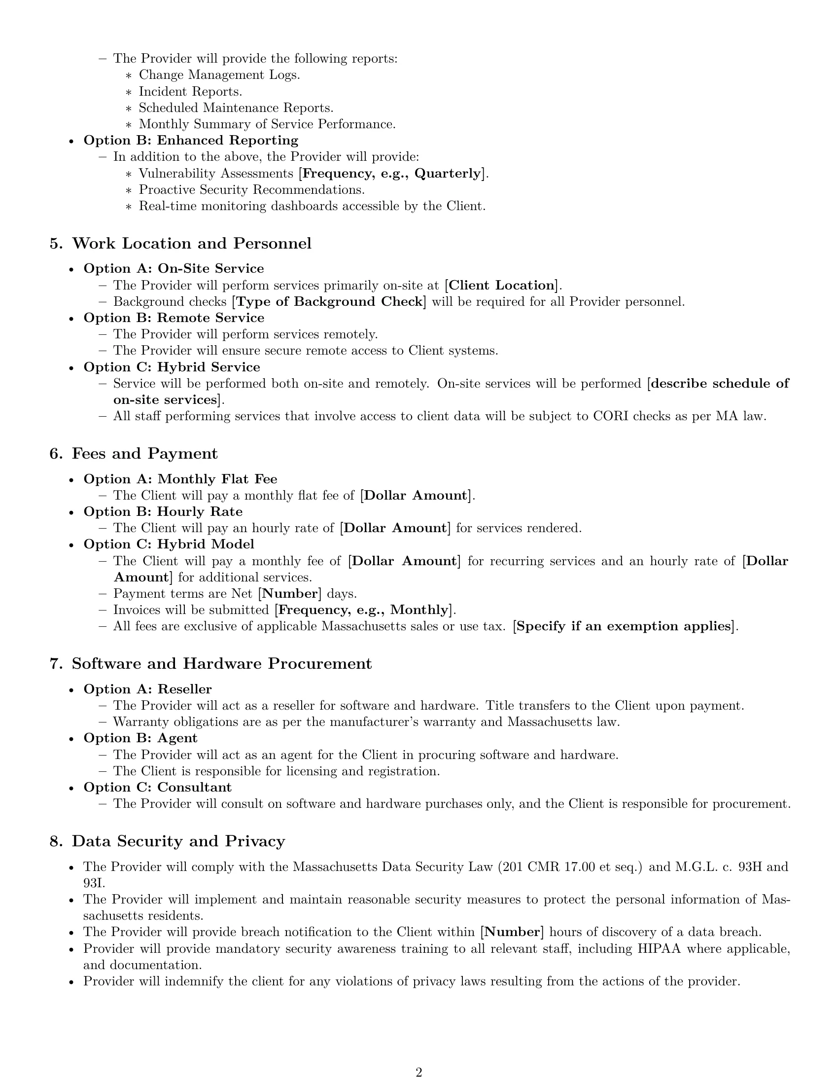 Preview page 2 of Free Massachusetts IT service contract template
