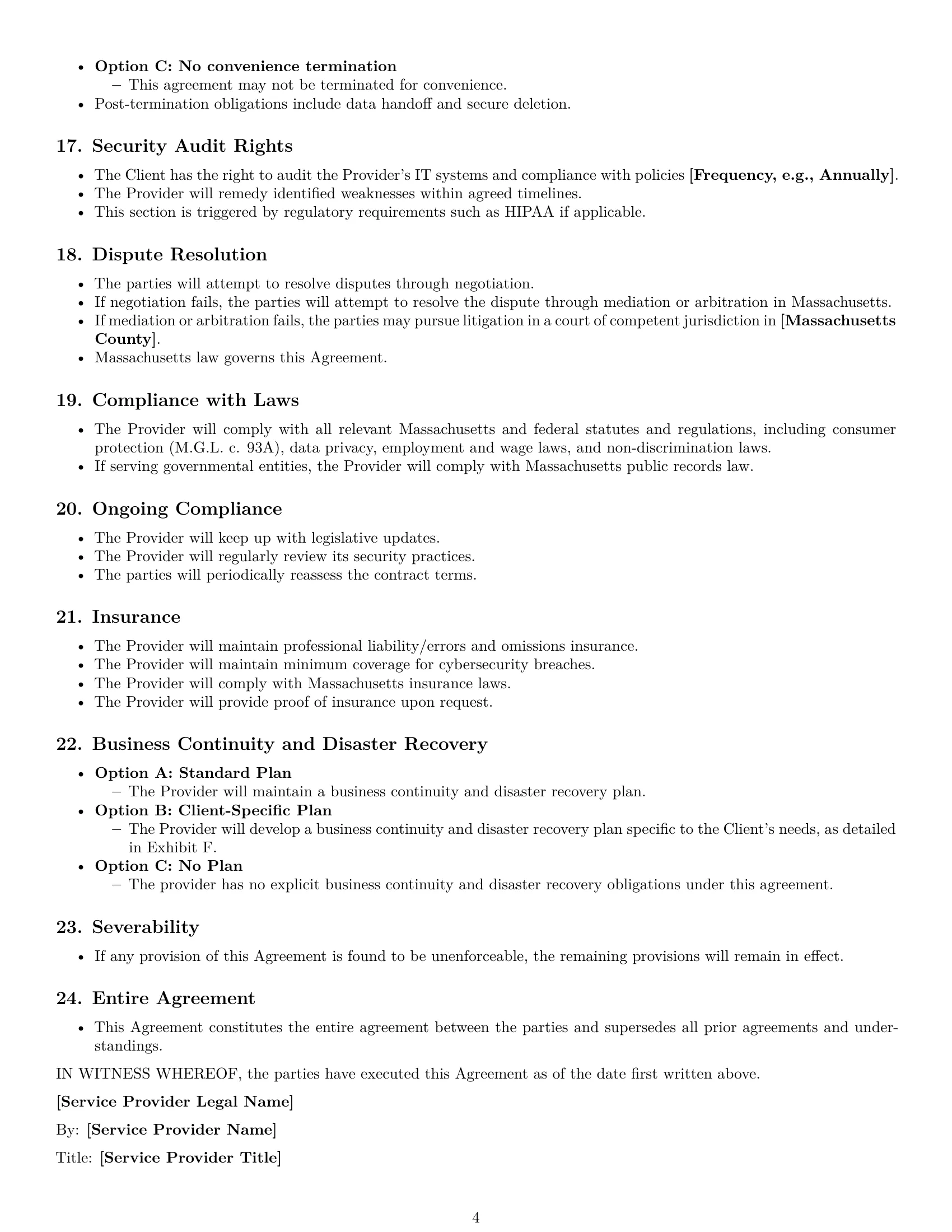 Preview page 4 of Free Massachusetts IT service contract template