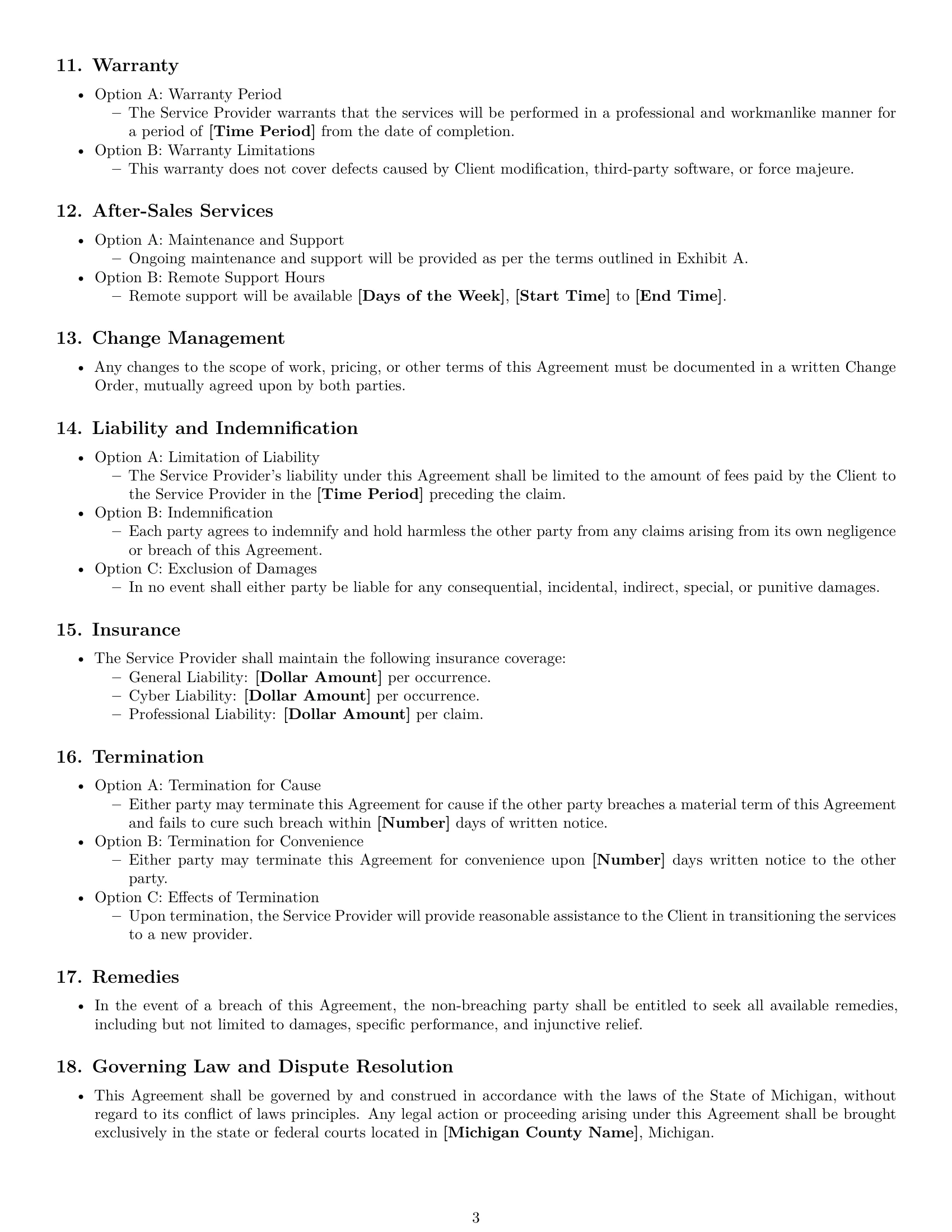 Preview page 3 of Free Michigan IT service contract template