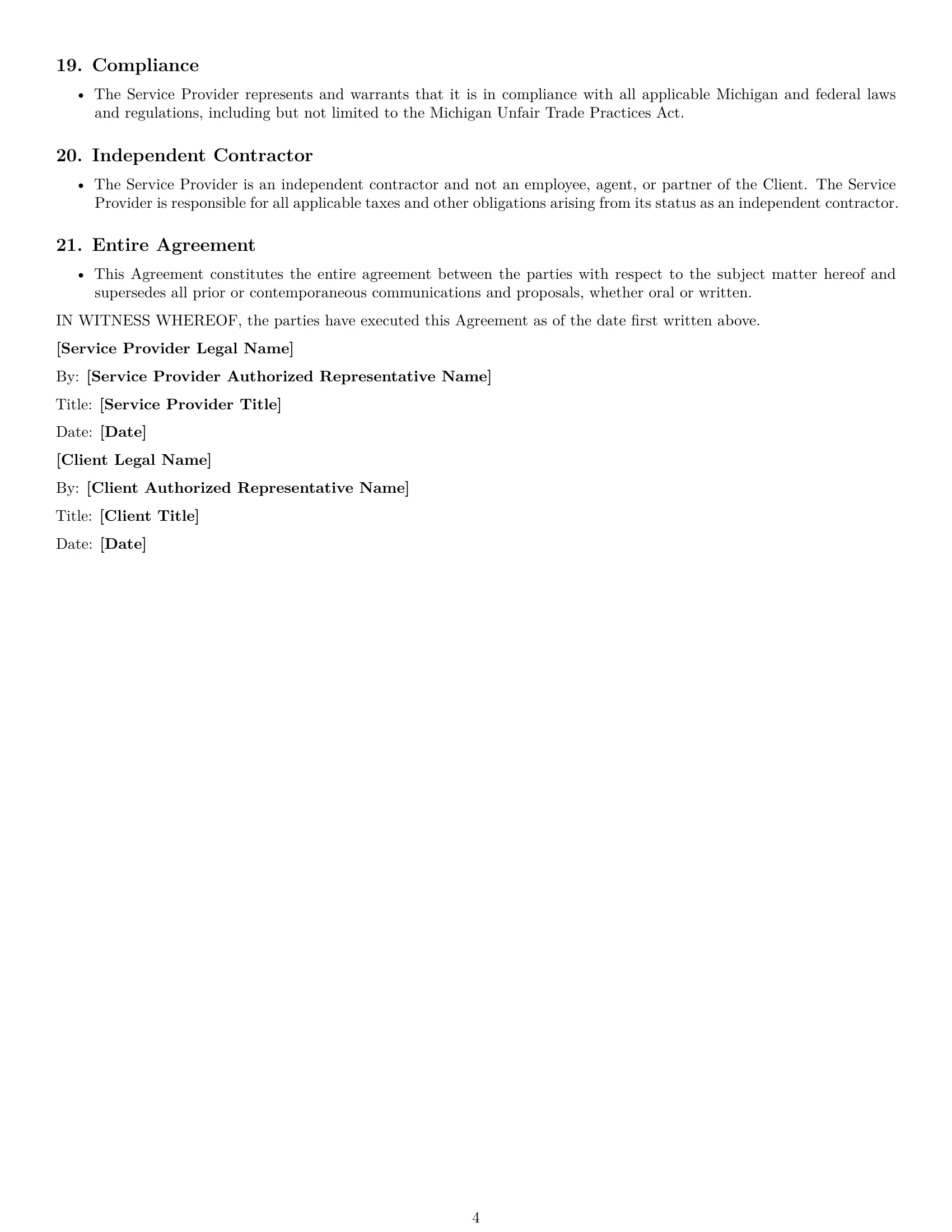 Preview page 4 of Free Michigan IT service contract template
