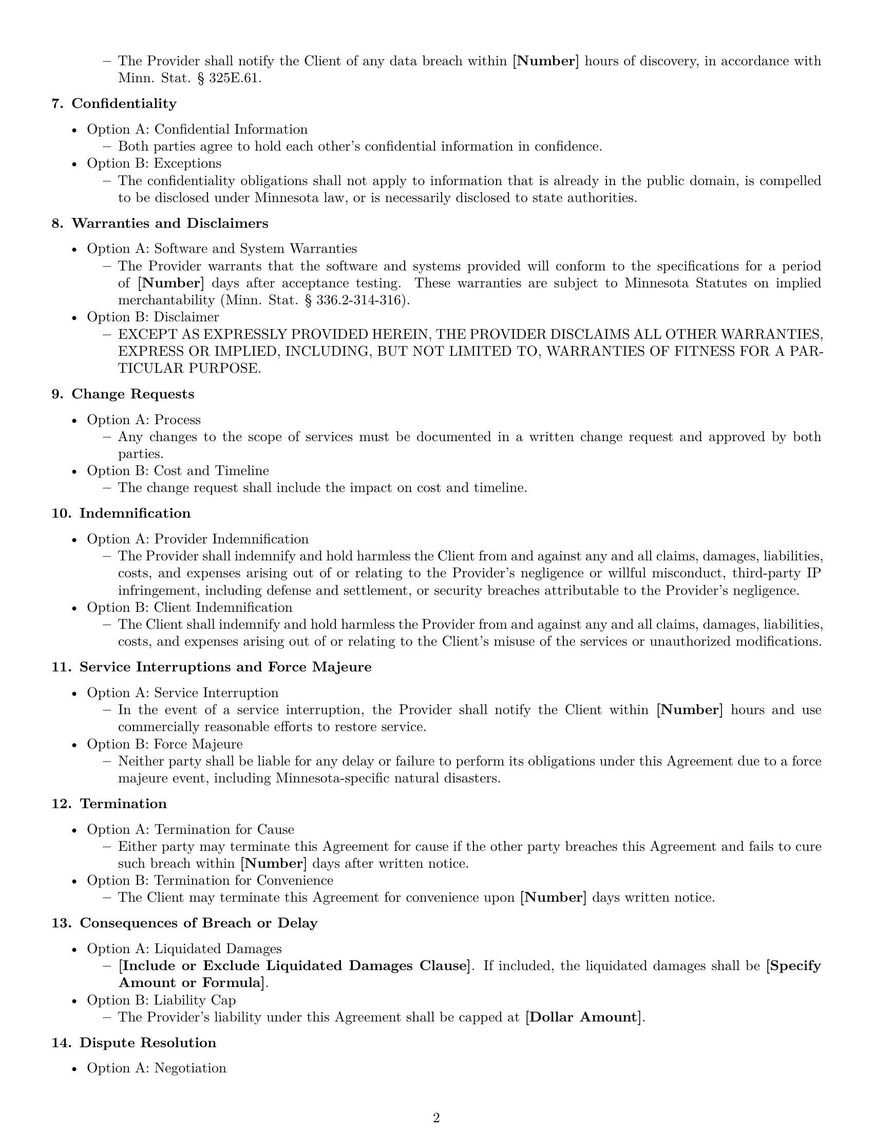 Preview page 2 of Free Minnesota IT service contract template