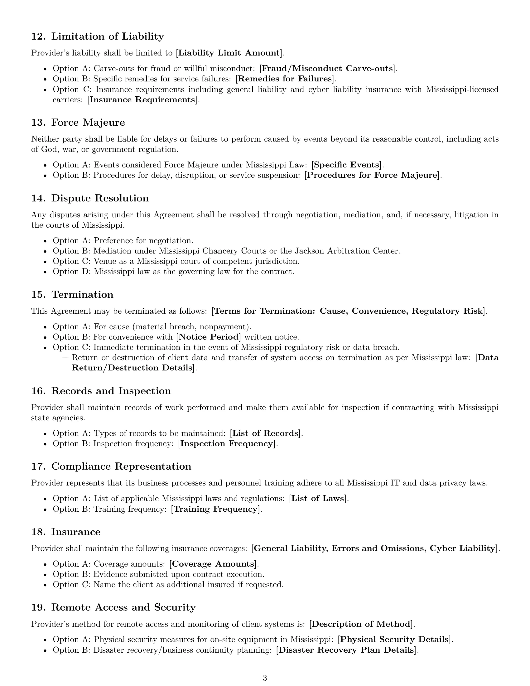 Preview page 3 of Free Mississippi IT service contract template