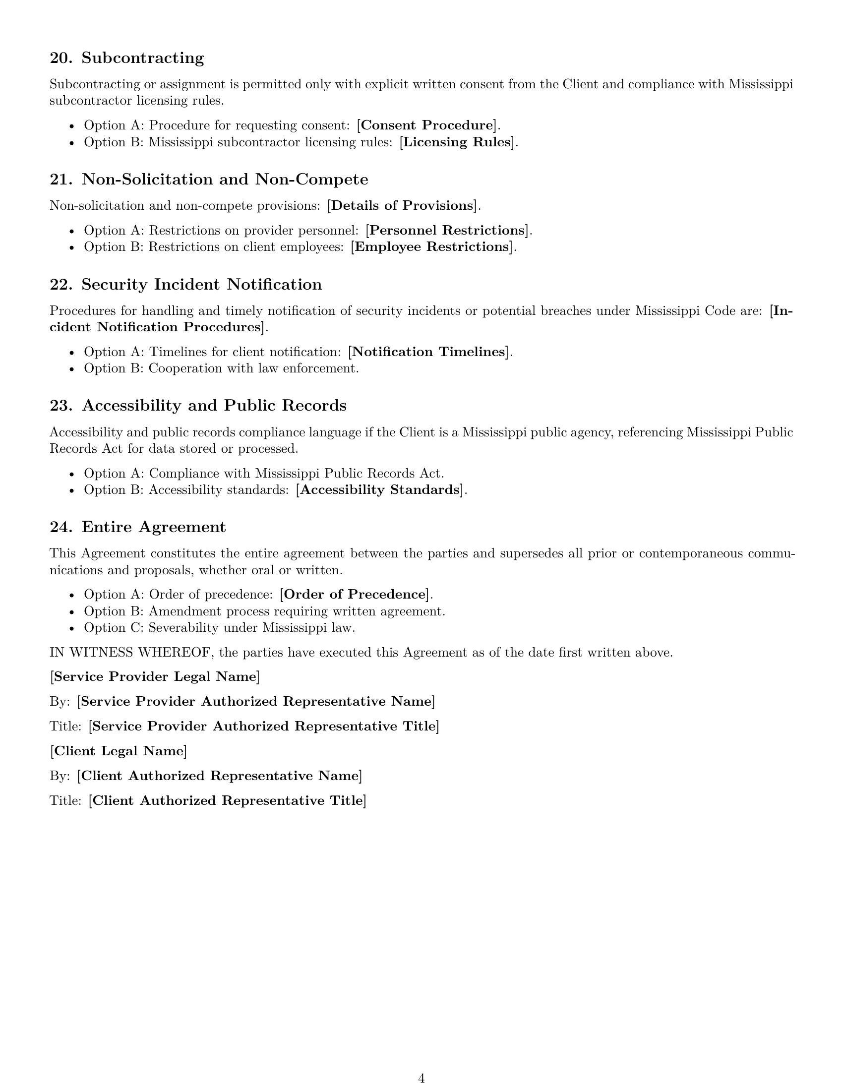 Preview page 4 of Free Mississippi IT service contract template